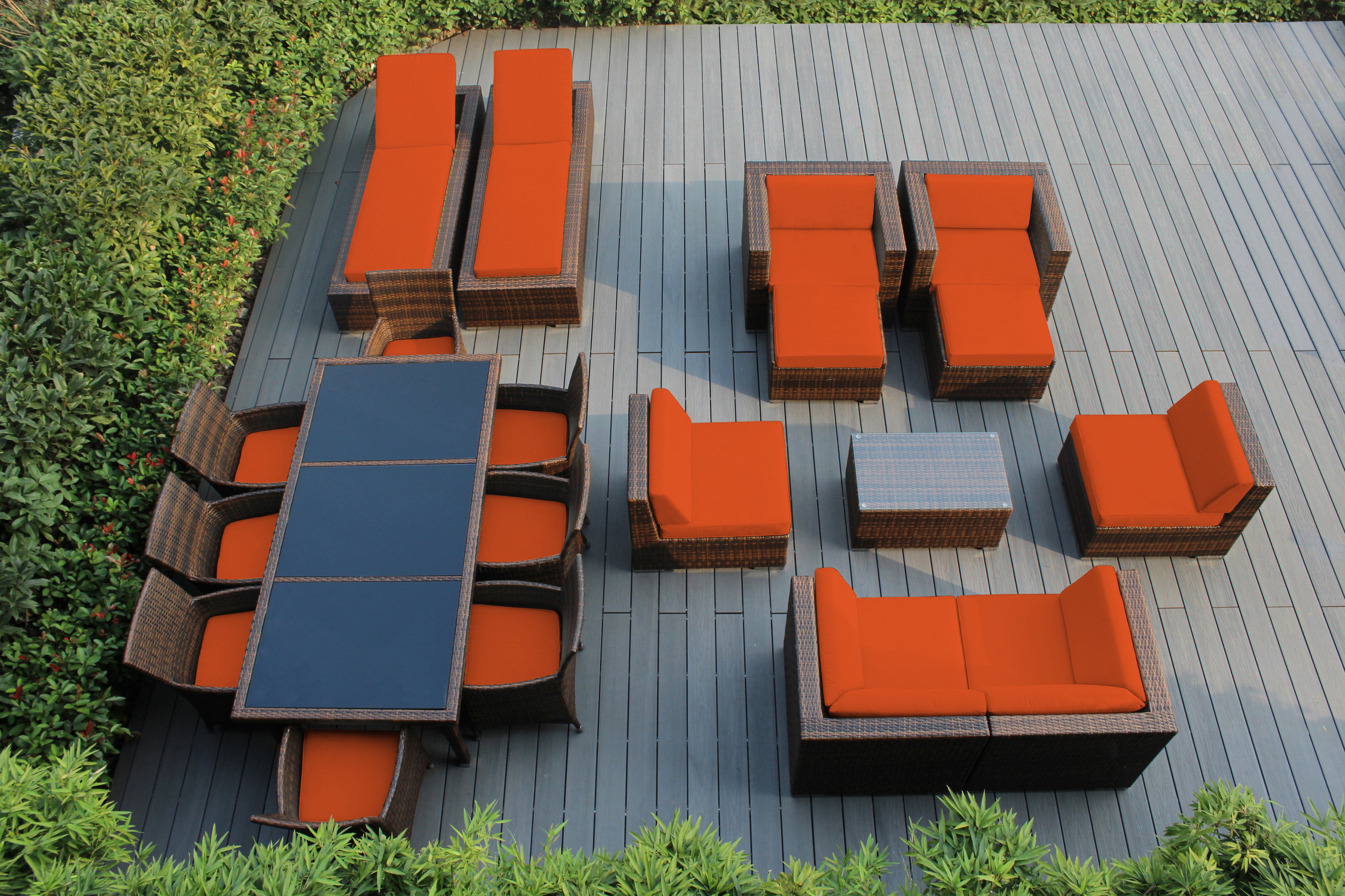 Rainshield Patio Furniture - Ohana 20 Piece Combination Set with Seating, Dining and Chaise Lounges