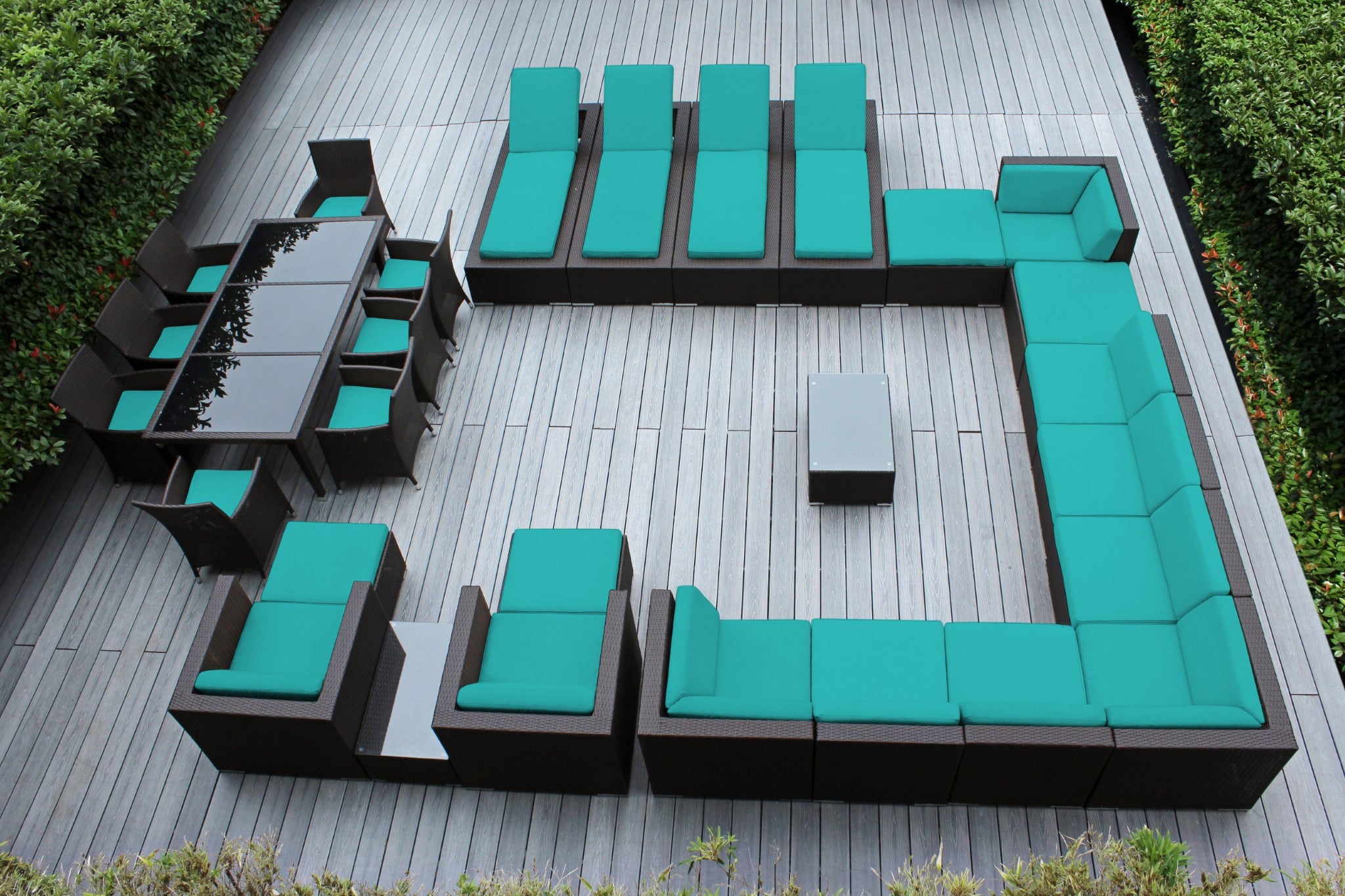 Rainshield Patio Furniture -  29 Piece Combination Set with Seating, Dining & Chaise Lounges