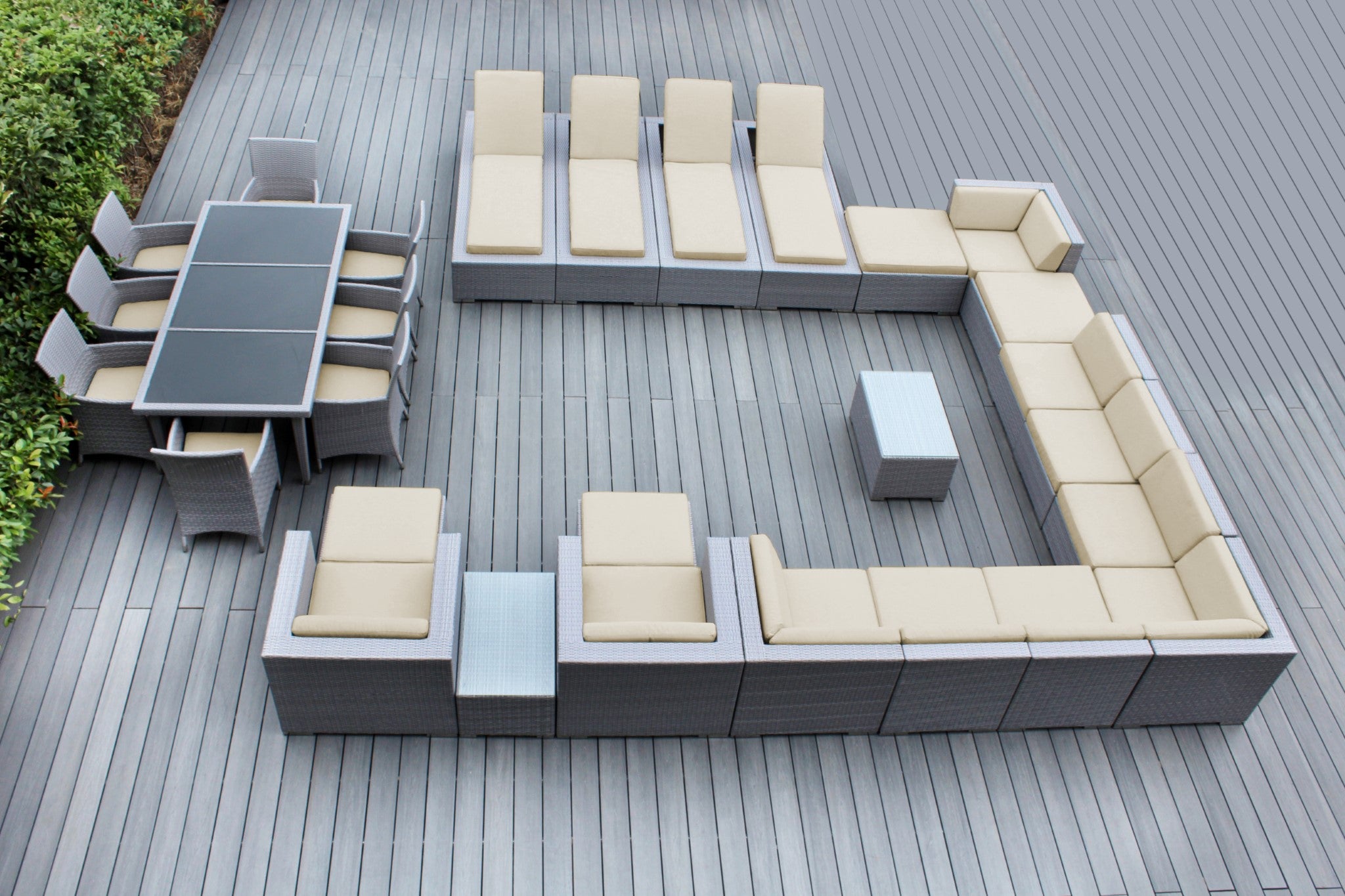 Rainshield Patio Furniture -  29 Piece Combination Set with Seating, Dining & Chaise Lounges