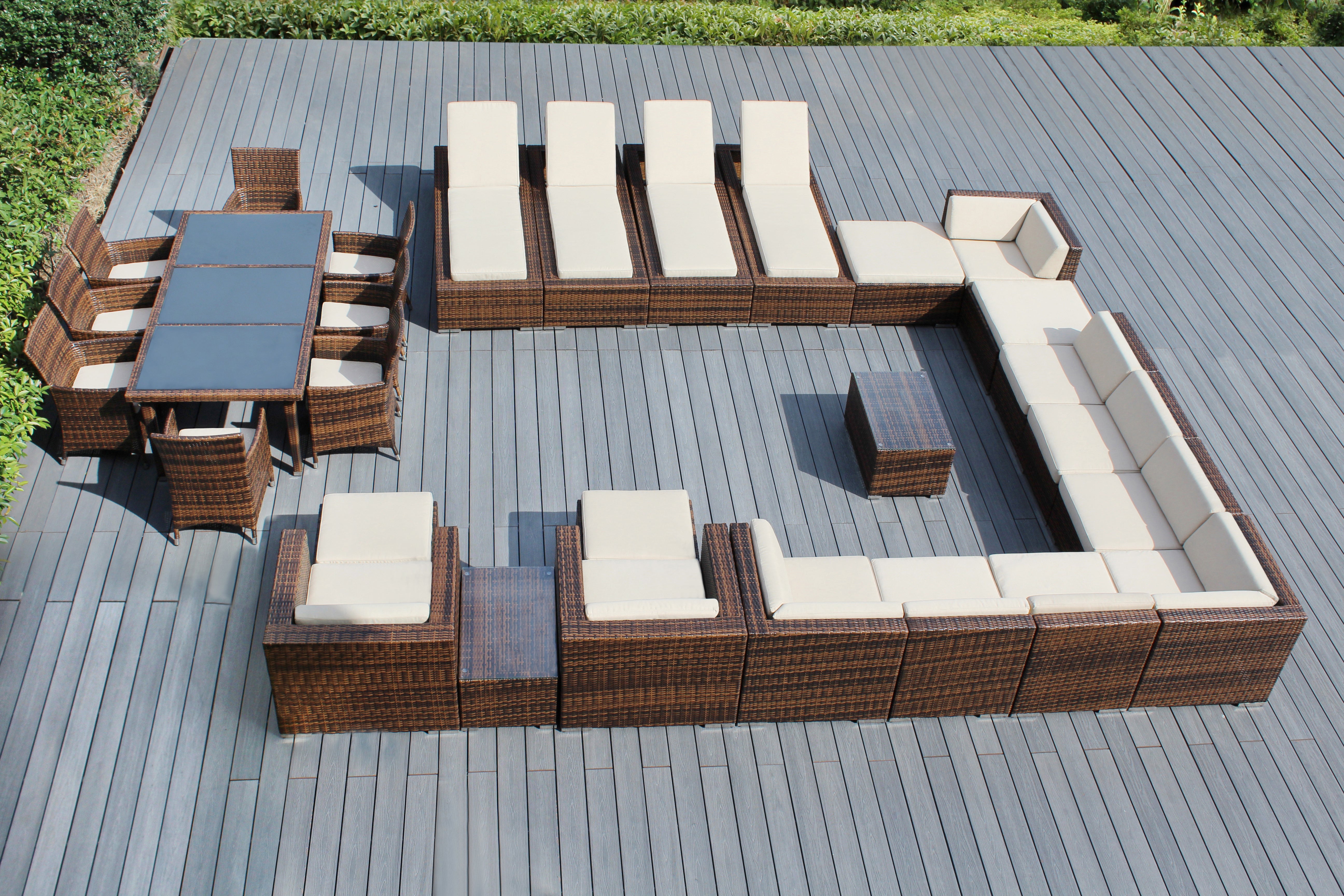 Rainshield Patio Furniture -  29 Piece Combination Set with Seating, Dining & Chaise Lounges