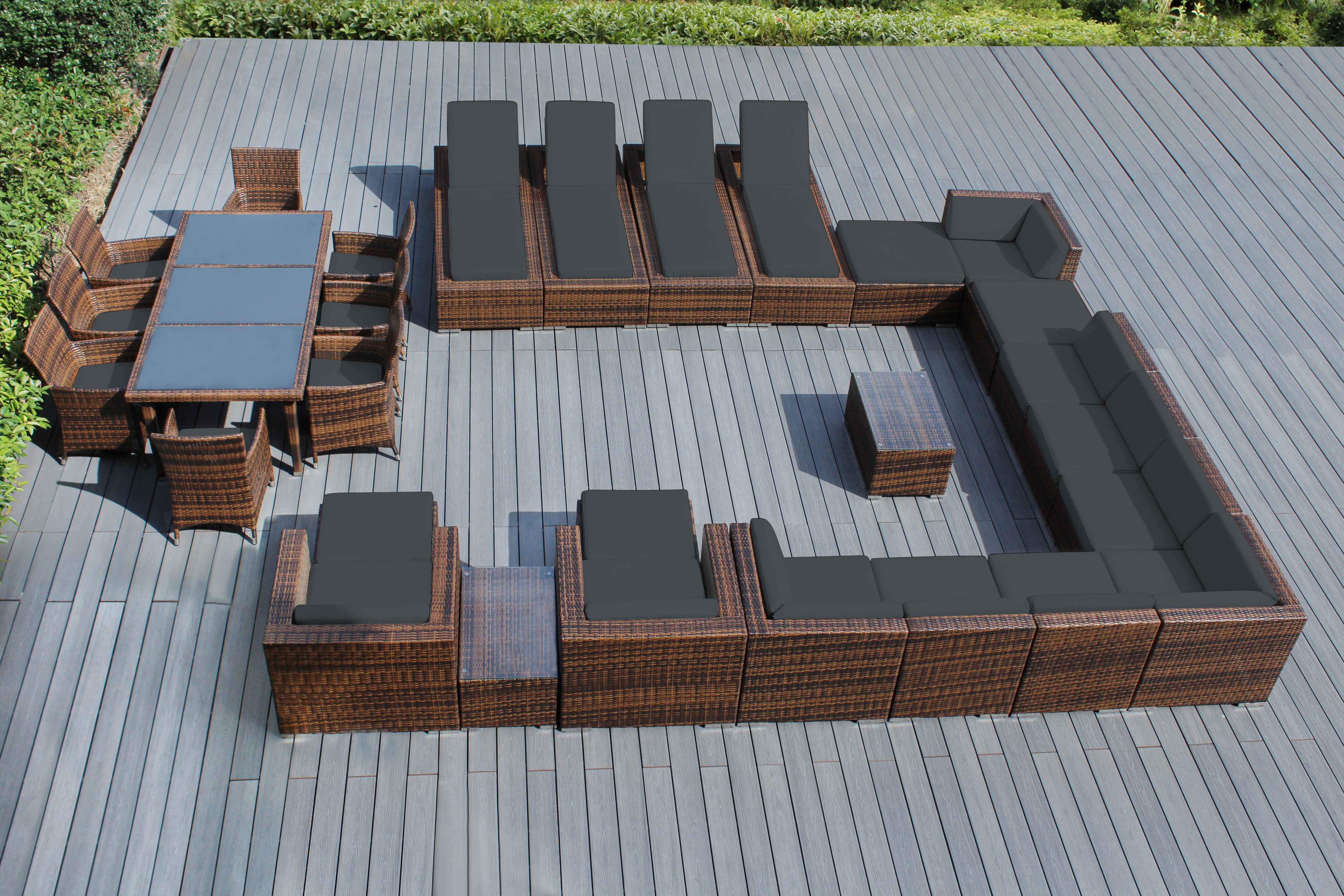 Rainshield Patio Furniture -  29 Piece Combination Set with Seating, Dining & Chaise Lounges