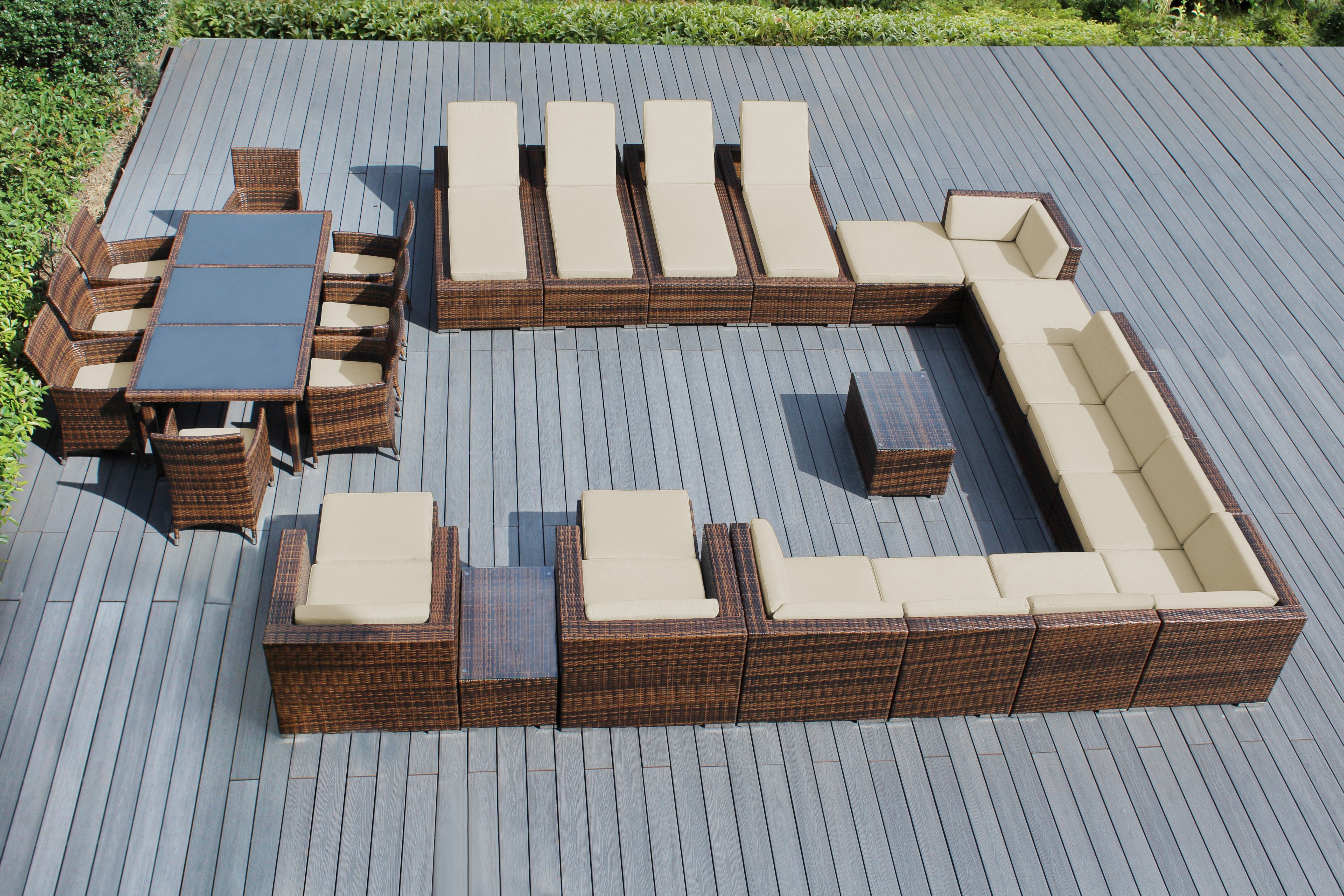 Rainshield Patio Furniture -  29 Piece Combination Set with Seating, Dining & Chaise Lounges