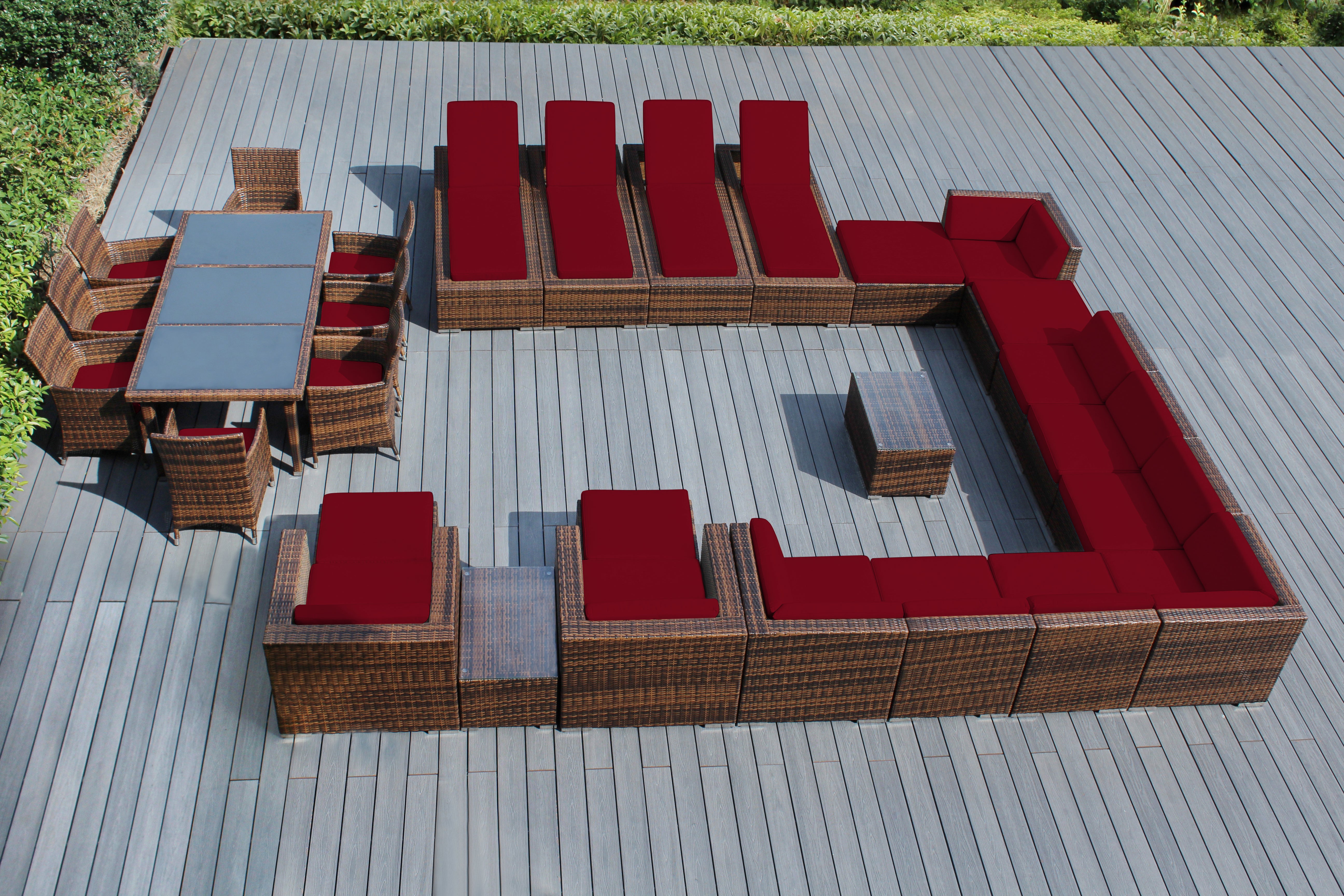 Rainshield Patio Furniture -  29 Piece Combination Set with Seating, Dining & Chaise Lounges