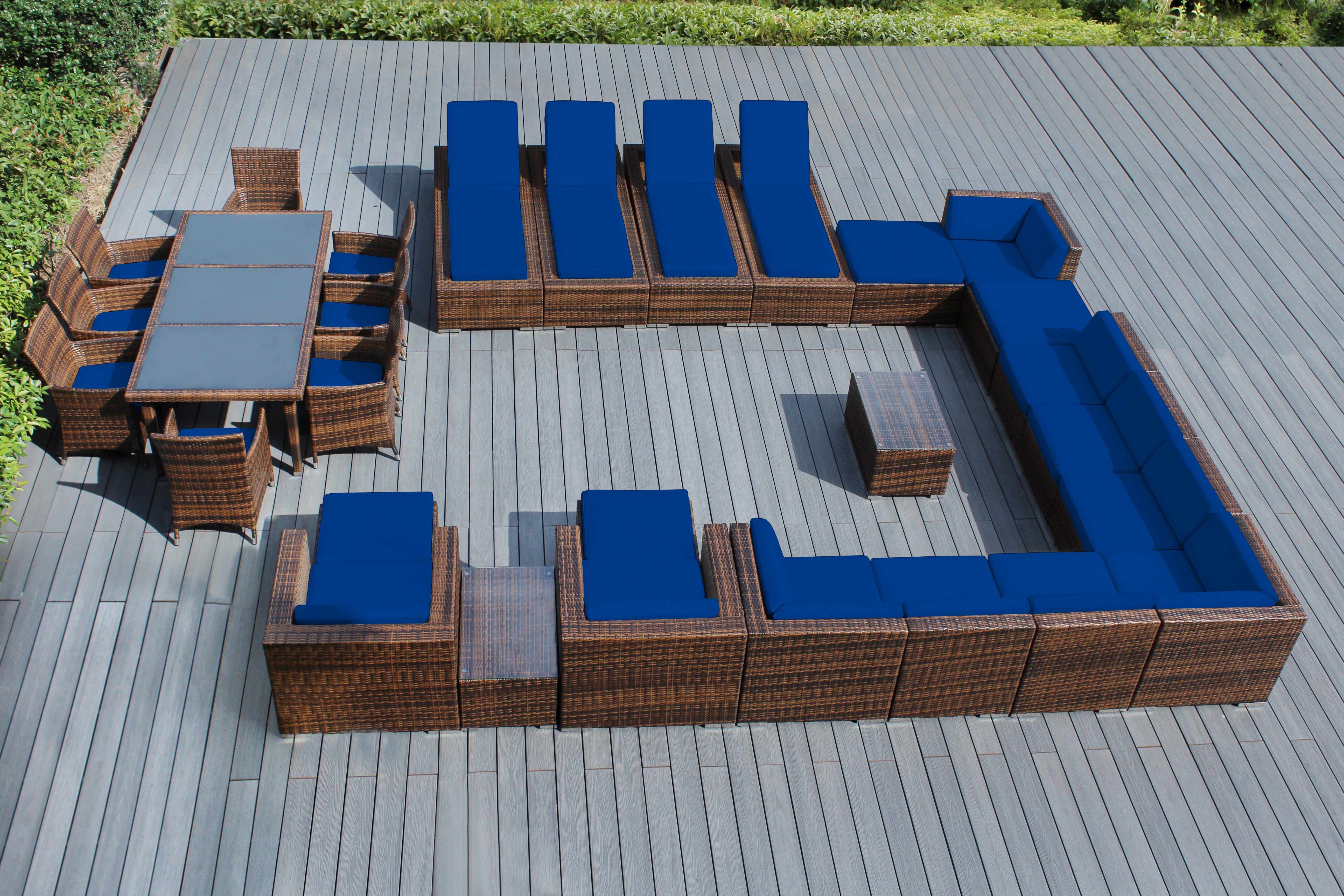 Rainshield Patio Furniture -  29 Piece Combination Set with Seating, Dining & Chaise Lounges