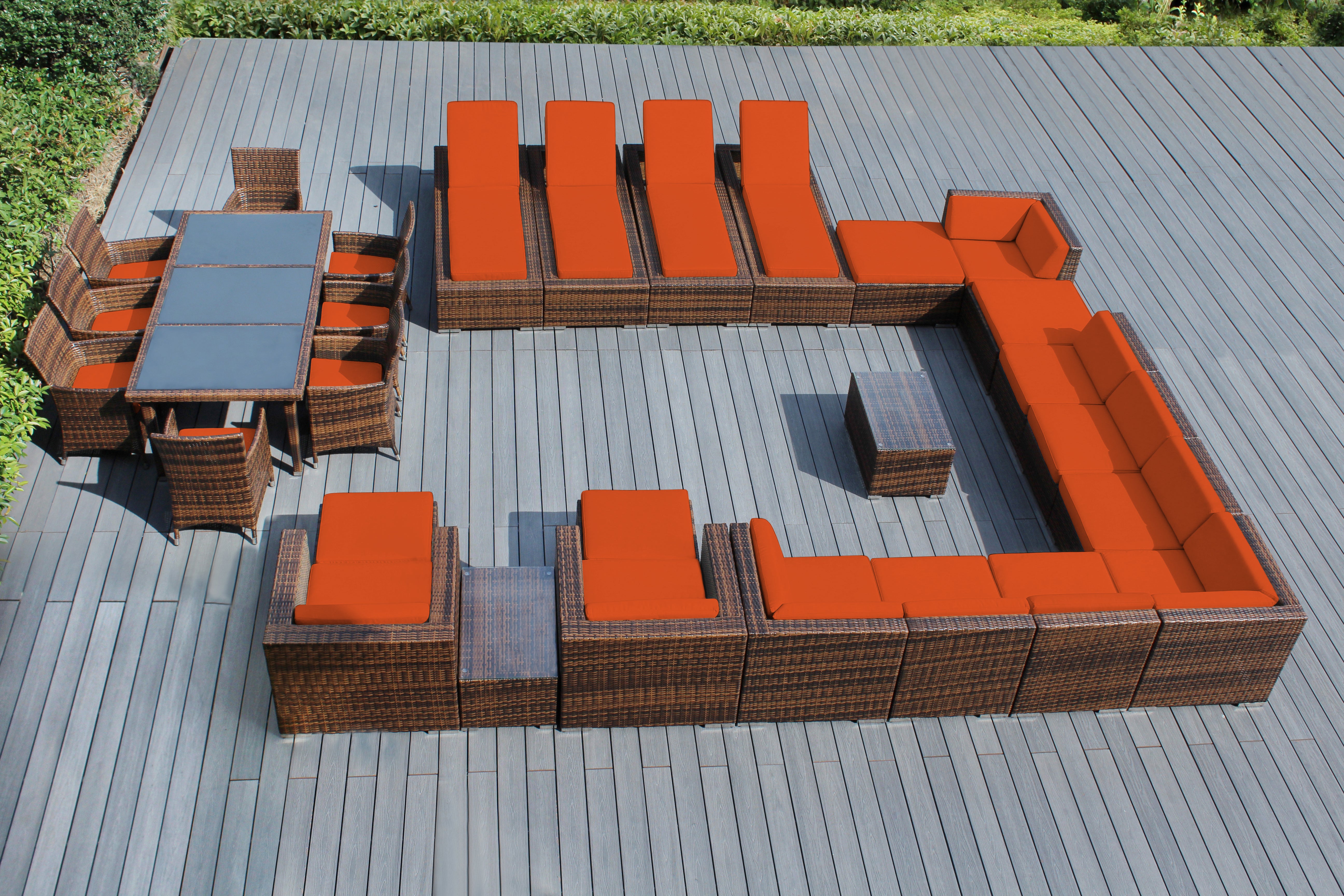 Rainshield Patio Furniture -  29 Piece Combination Set with Seating, Dining & Chaise Lounges