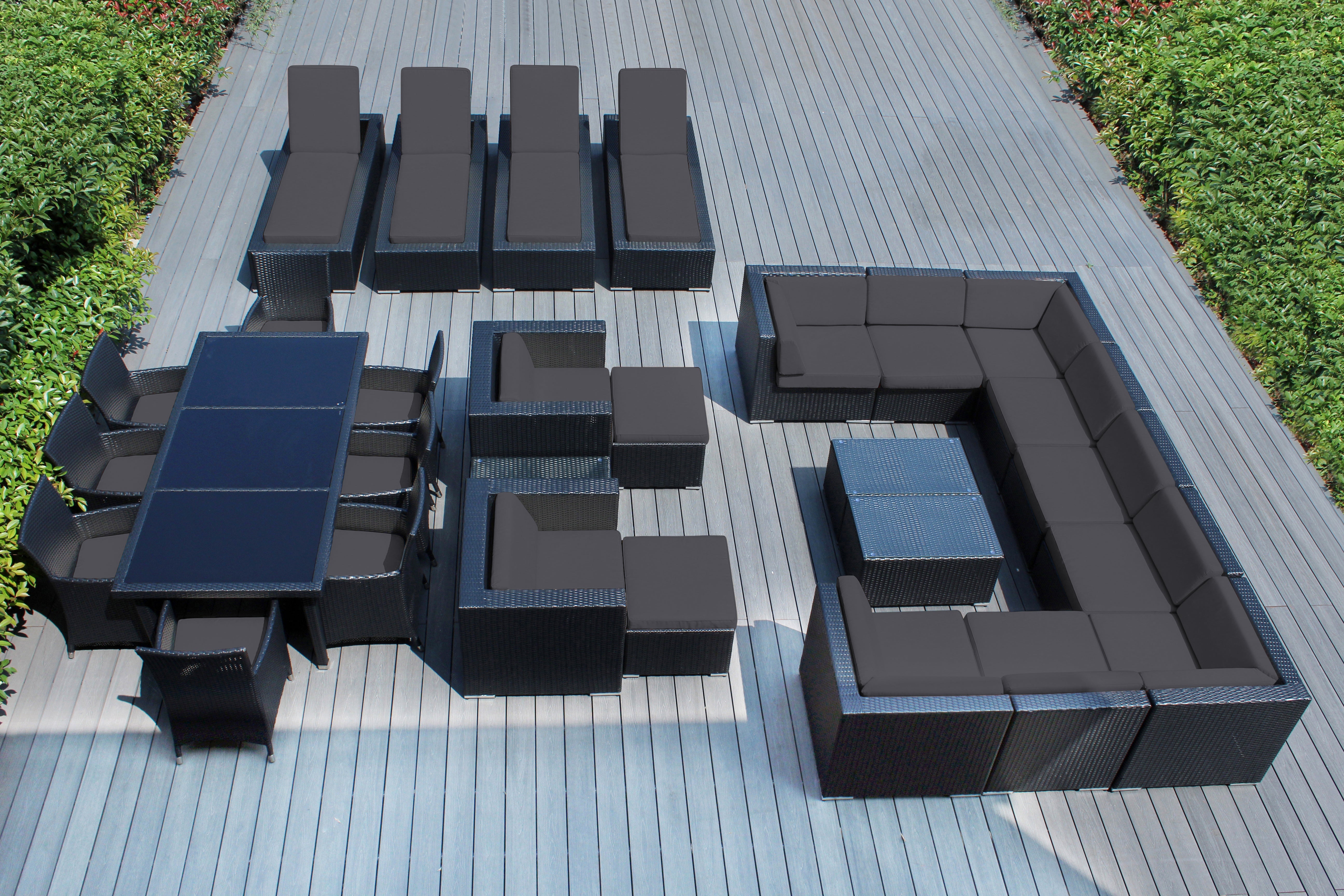 Rainshield Patio Furniture -  29 Piece Combination Set with Seating, Dining & Chaise Lounges