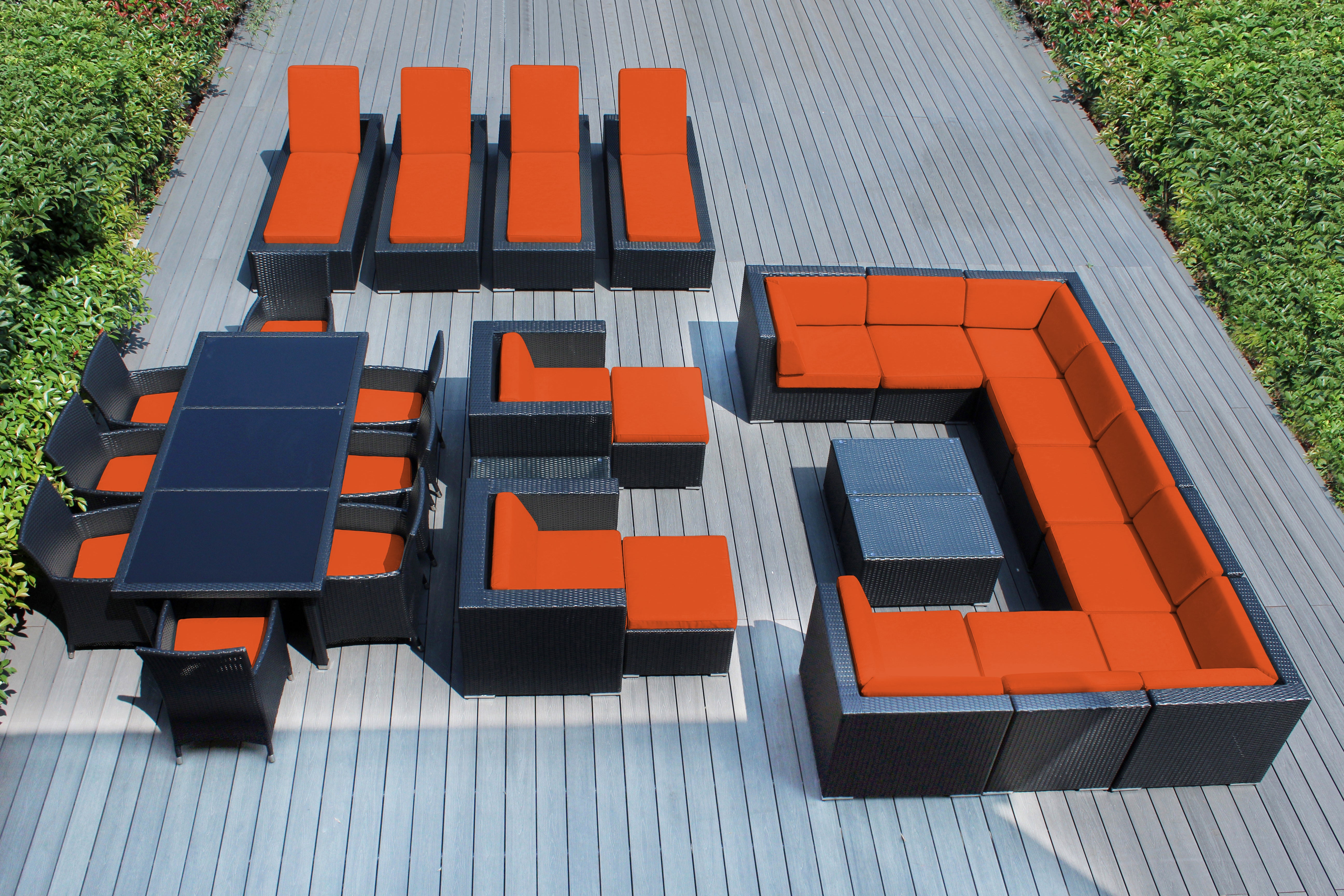 Rainshield Patio Furniture -  29 Piece Combination Set with Seating, Dining & Chaise Lounges