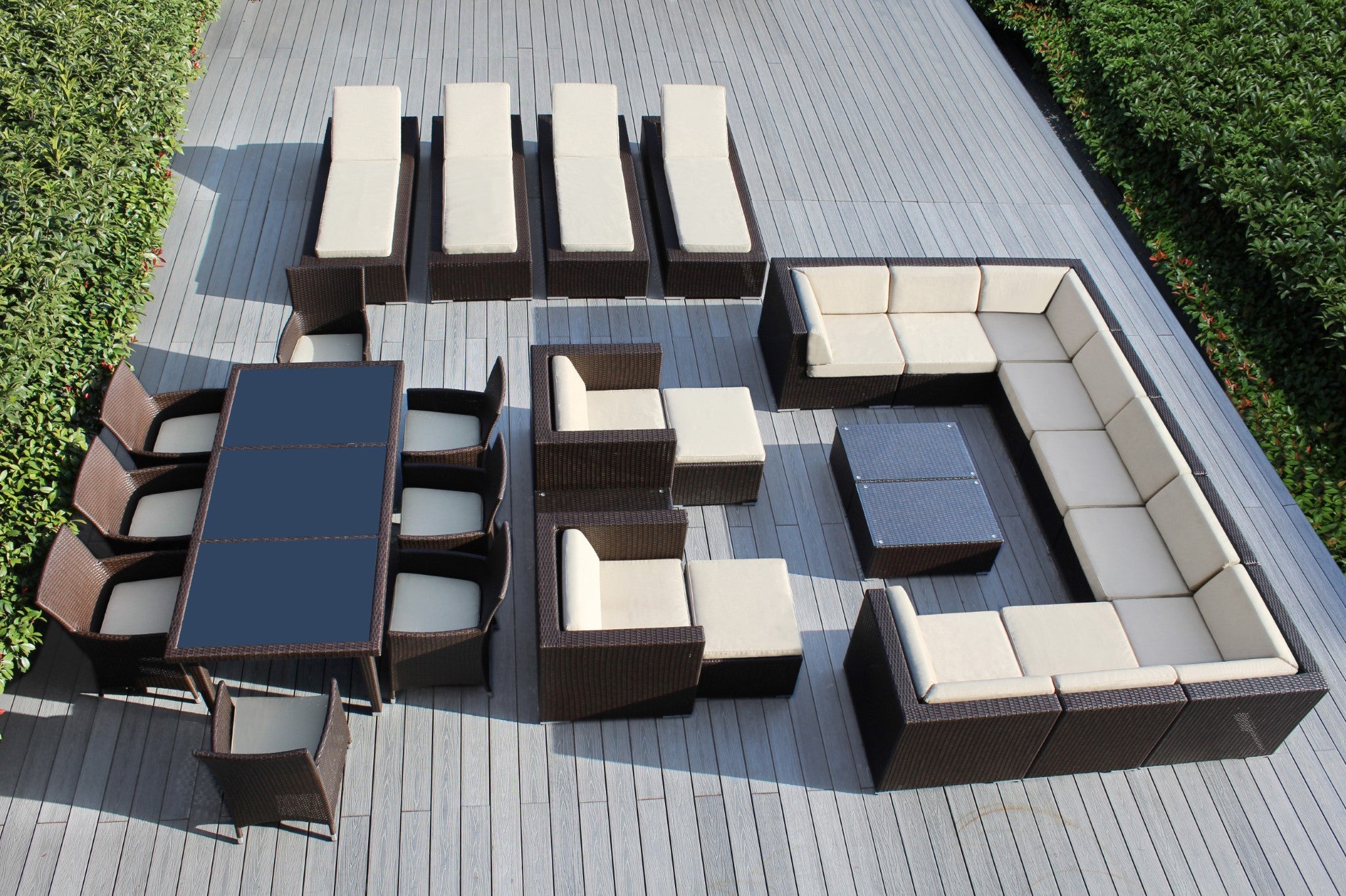 Rainshield Patio Furniture -  29 Piece Combination Set with Seating, Dining & Chaise Lounges
