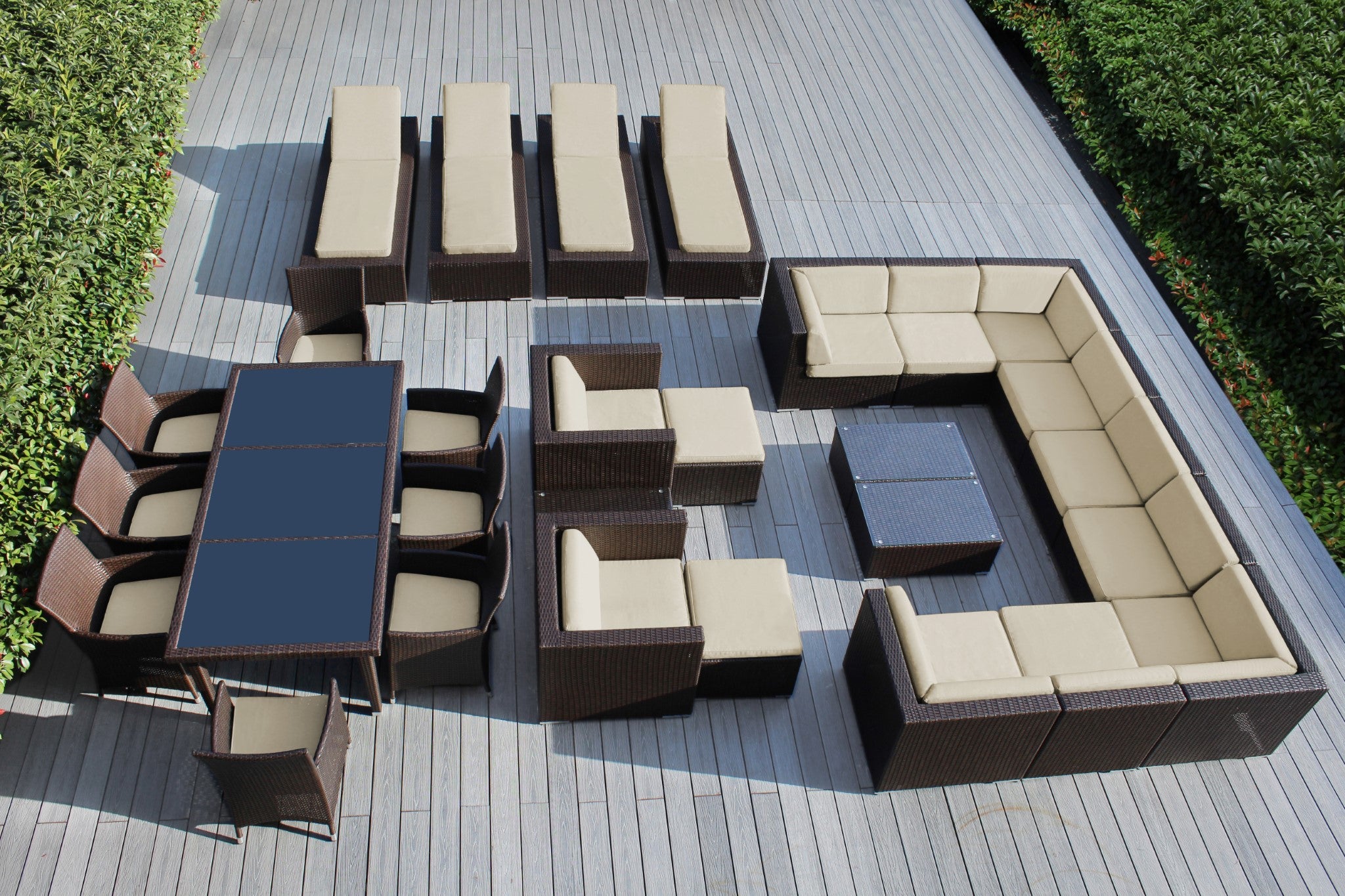 Rainshield Patio Furniture -  29 Piece Combination Set with Seating, Dining & Chaise Lounges