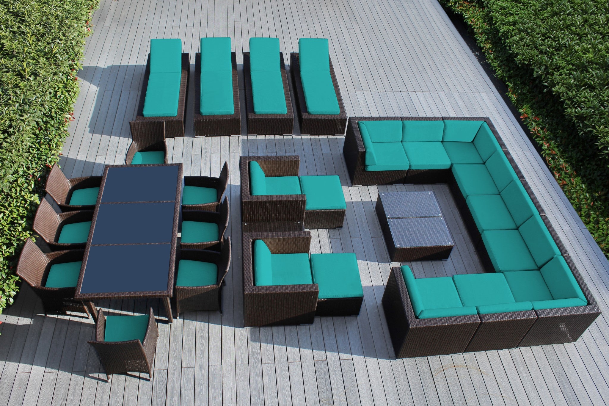 Rainshield Patio Furniture -  29 Piece Combination Set with Seating, Dining & Chaise Lounges