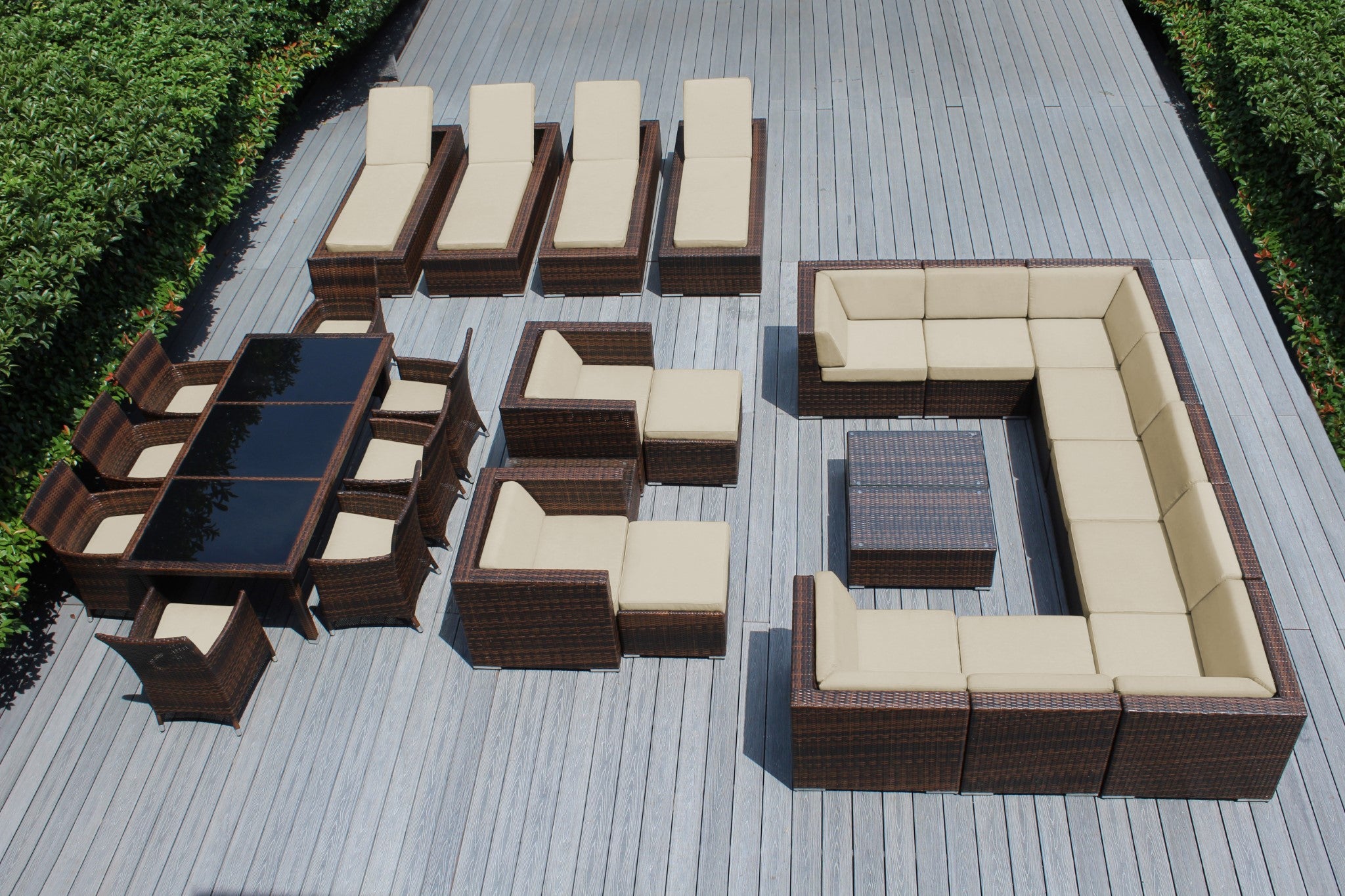 Rainshield Patio Furniture -  29 Piece Combination Set with Seating, Dining & Chaise Lounges