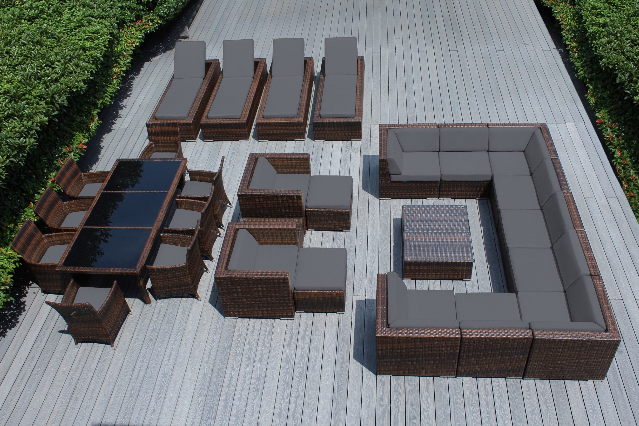 Rainshield Patio Furniture -  29 Piece Combination Set with Seating, Dining & Chaise Lounges