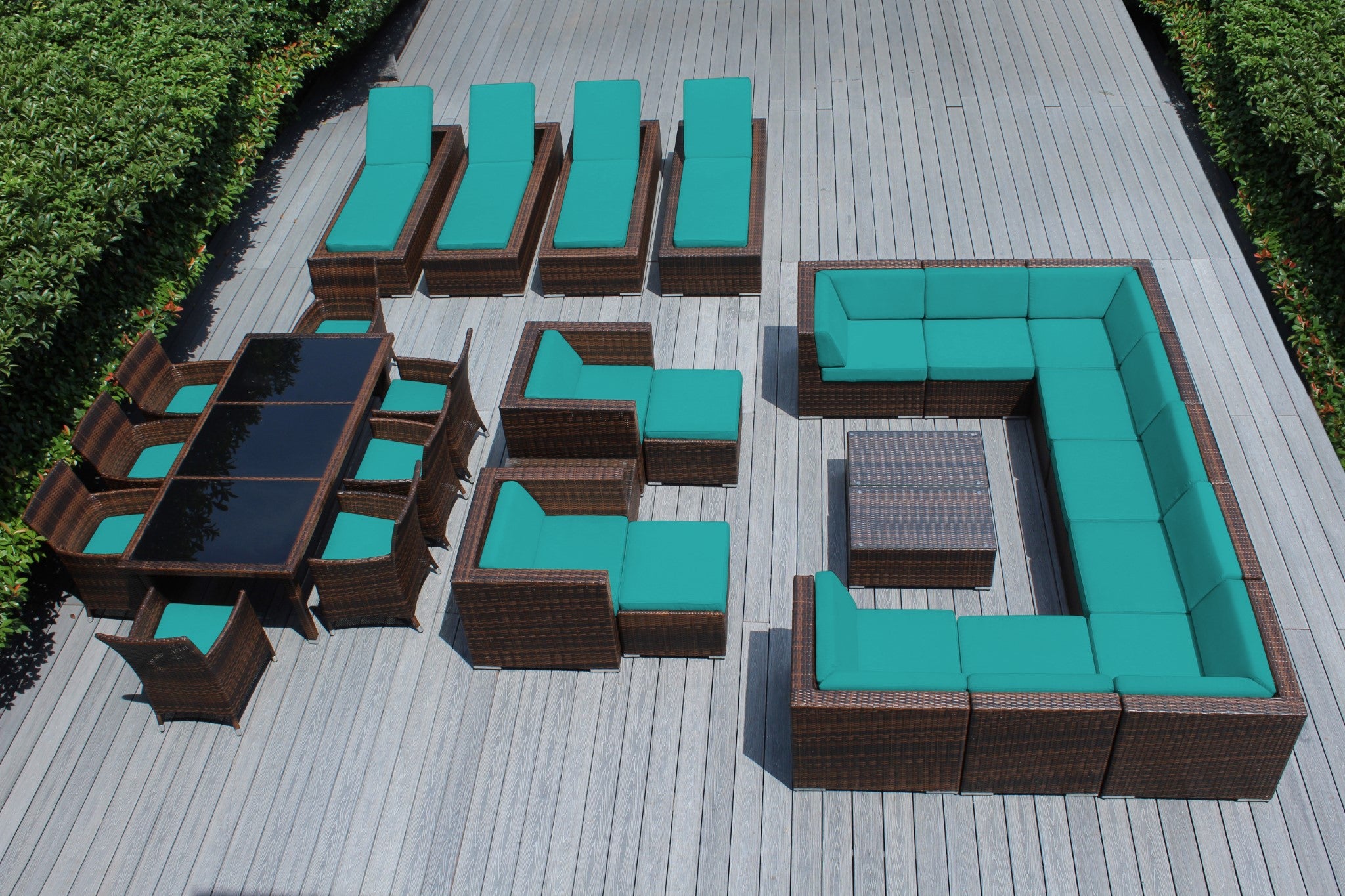 Rainshield Patio Furniture -  29 Piece Combination Set with Seating, Dining & Chaise Lounges