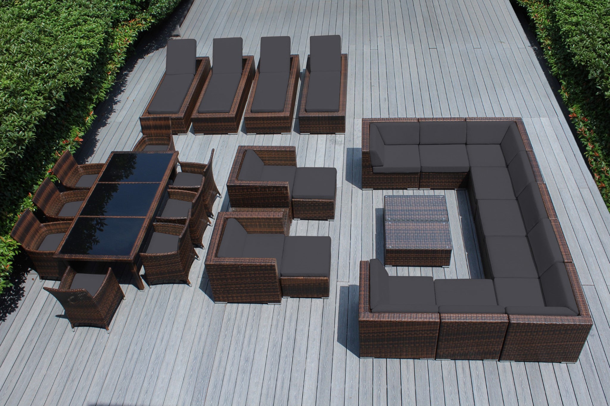 Rainshield Patio Furniture -  29 Piece Combination Set with Seating, Dining & Chaise Lounges