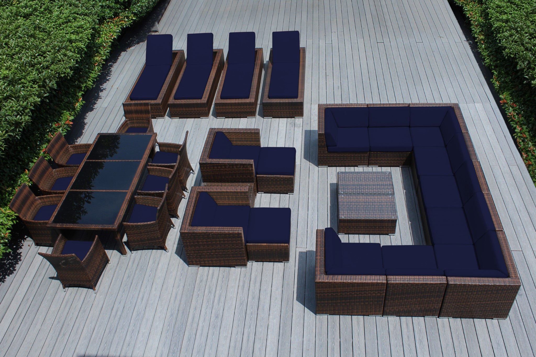 Rainshield Patio Furniture -  29 Piece Combination Set with Seating, Dining & Chaise Lounges