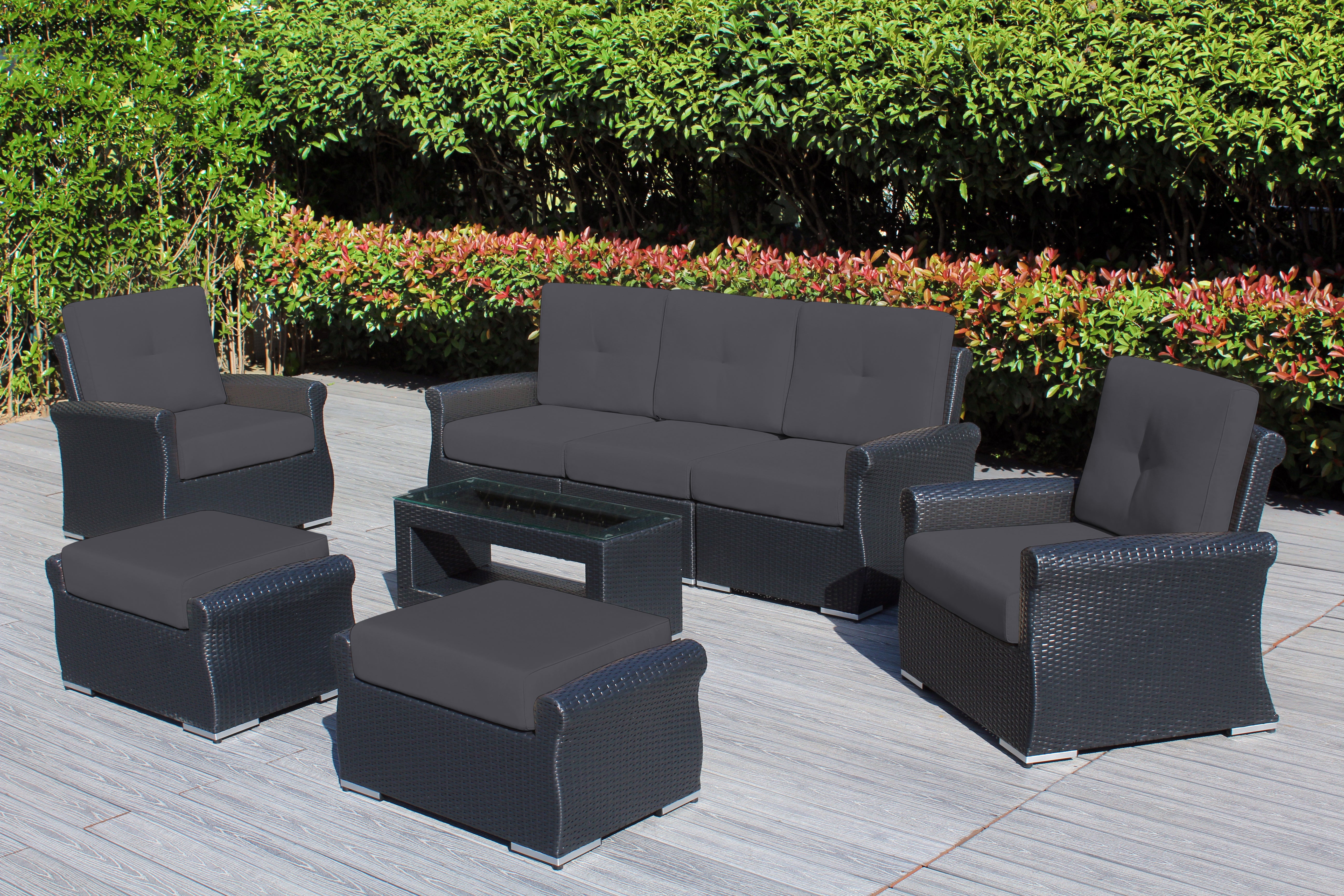 Fully Assembled Rainshield Patio Furniture - Luxury 8-Piece Oversize Seating Set with High Tall Back & 6 inch Waterproof Cushions