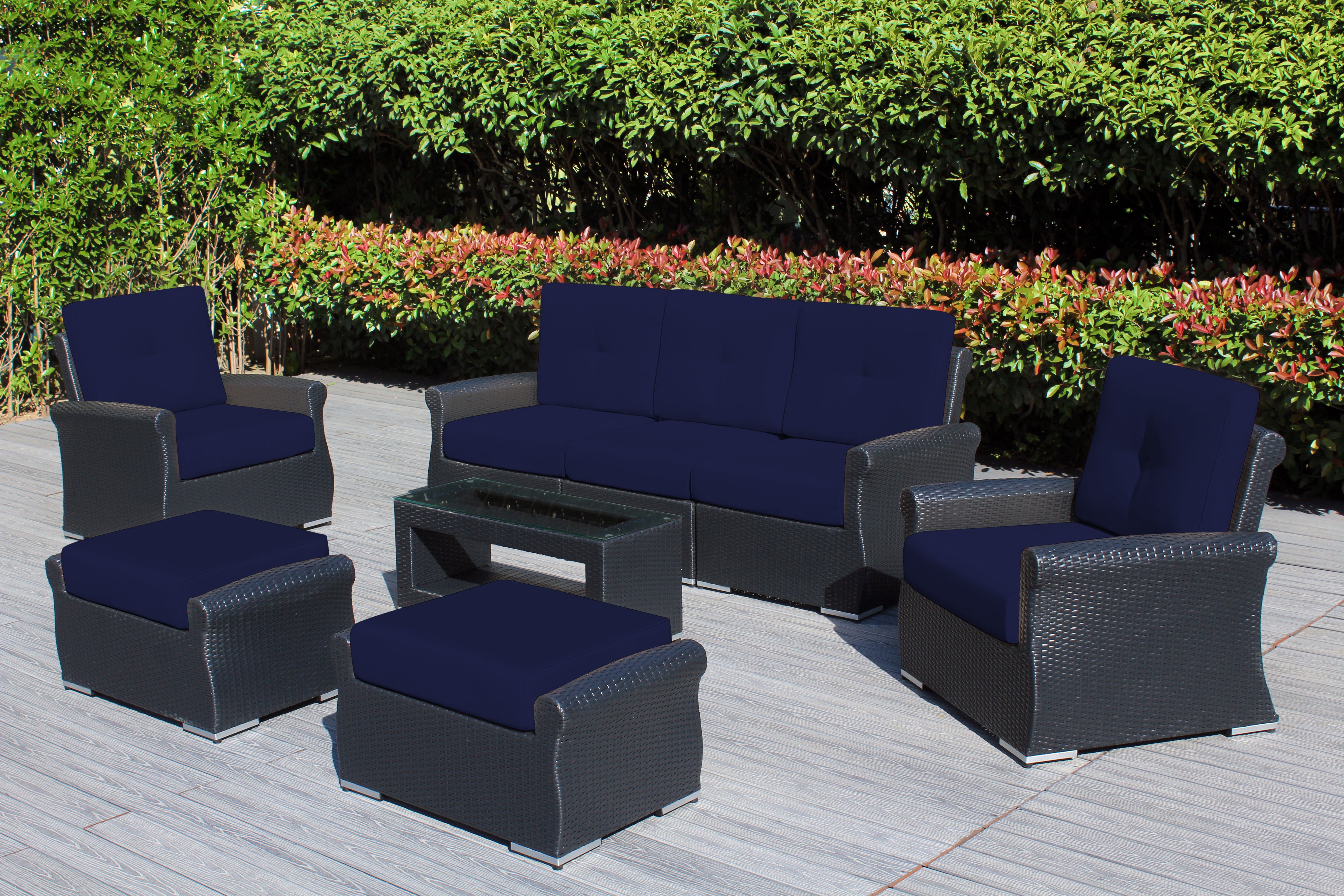 Fully Assembled Rainshield Patio Furniture - Luxury 8-Piece Oversize Seating Set with High Tall Back & 6 inch Waterproof Cushions