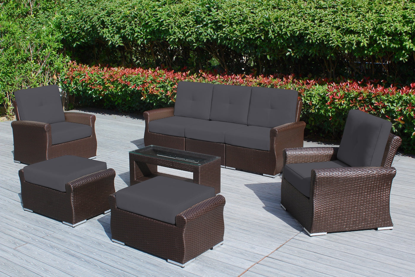 Fully Assembled Rainshield Patio Furniture - Luxury 8-Piece Oversize Seating Set with High Tall Back & 6 inch Waterproof Cushions
