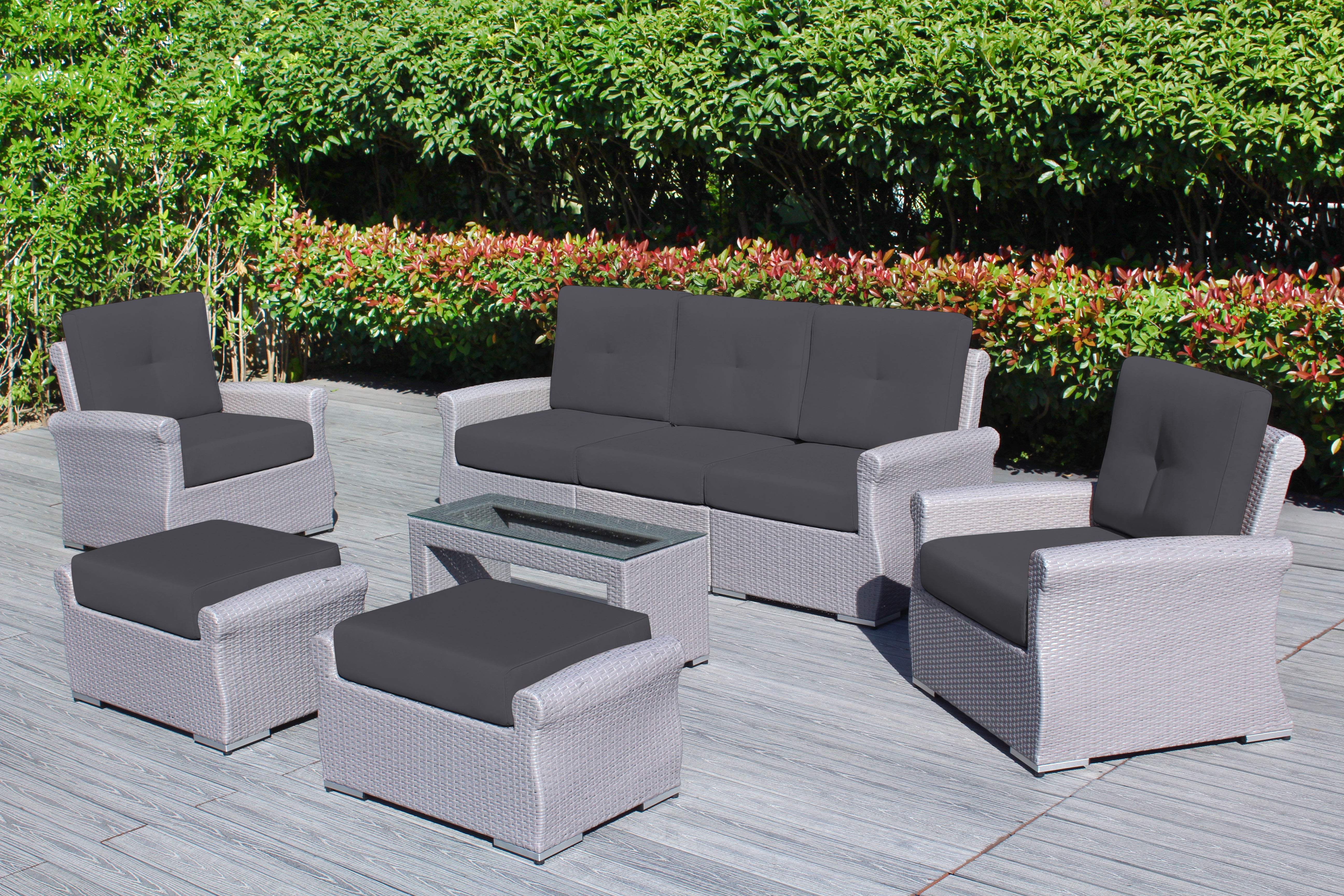 Fully Assembled Rainshield Patio Furniture - Luxury 8-Piece Oversize Seating Set with High Tall Back & 6 inch Waterproof Cushions