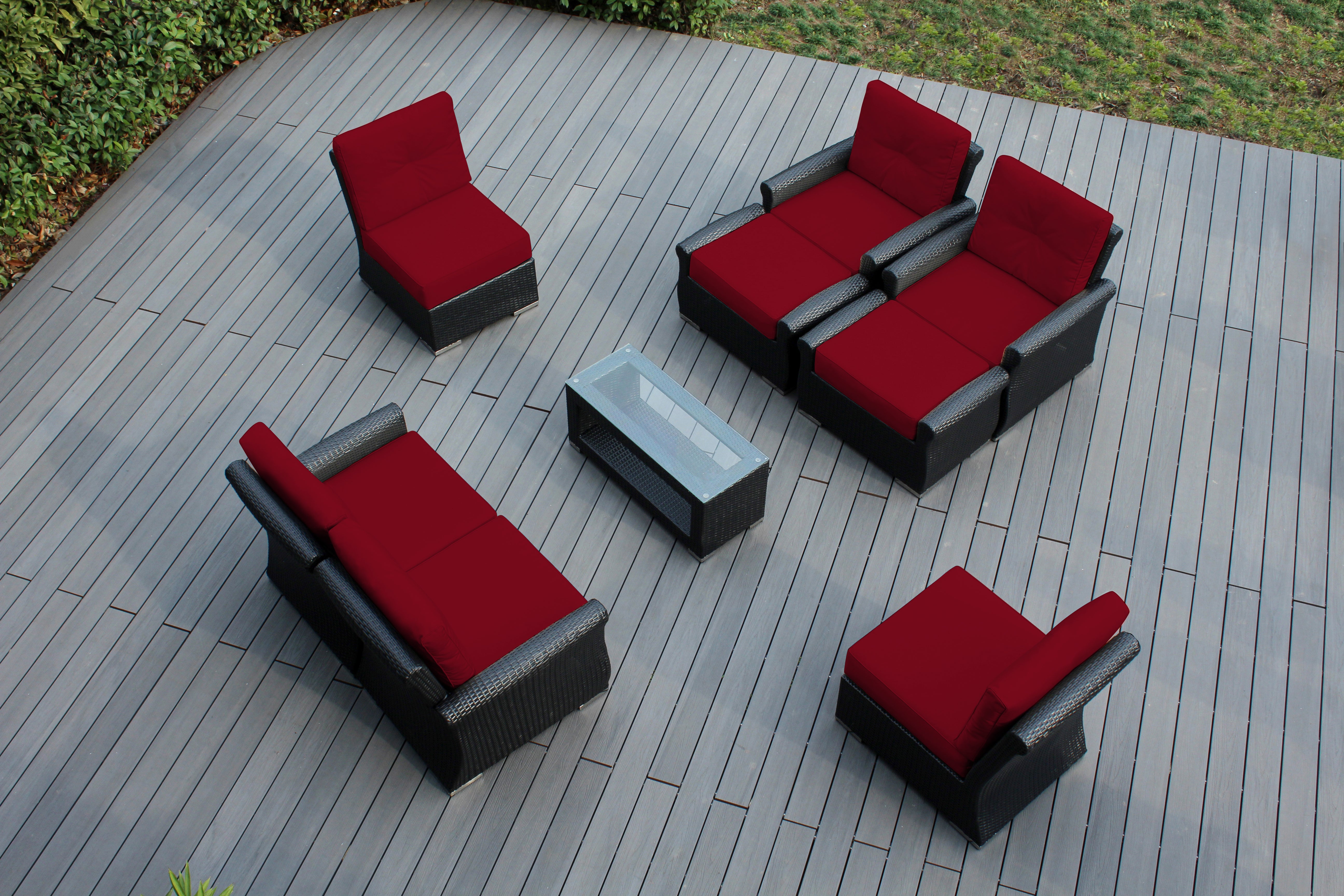 Fully Assembled Rainshield Patio Furniture - Luxury 9 Piece Oversized Sectional with 6-inch Water Protected Cushions