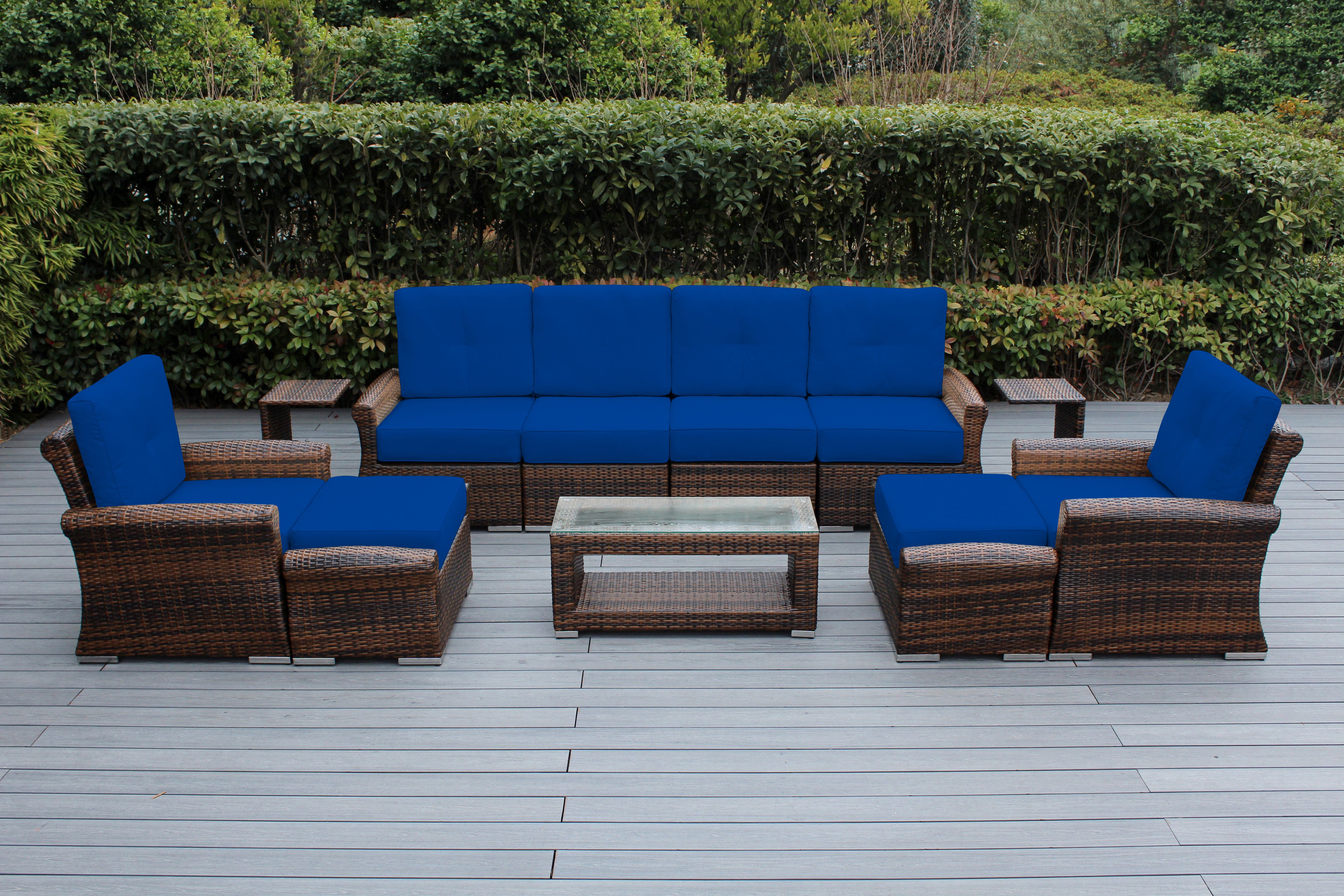 Fully Assembled Rainshield Patio Furniture Luxury 11 Piece Oversized Sectional with 6-inch Water Protected Cushions