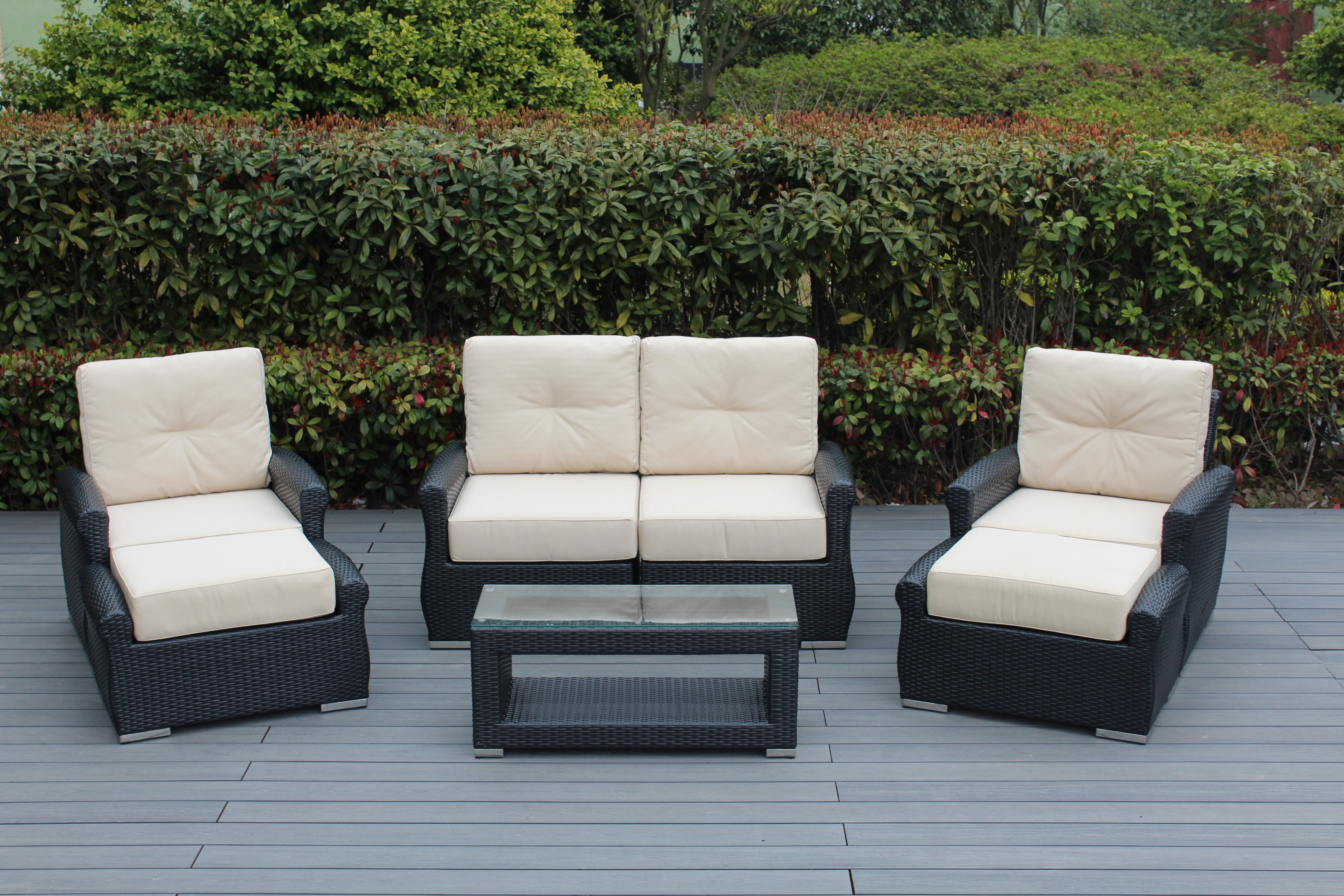Fully Assembled RainShield Patio Furniture - Luxury 7 Piece Oversized Sectional with 6-inch Water Protected Cushions