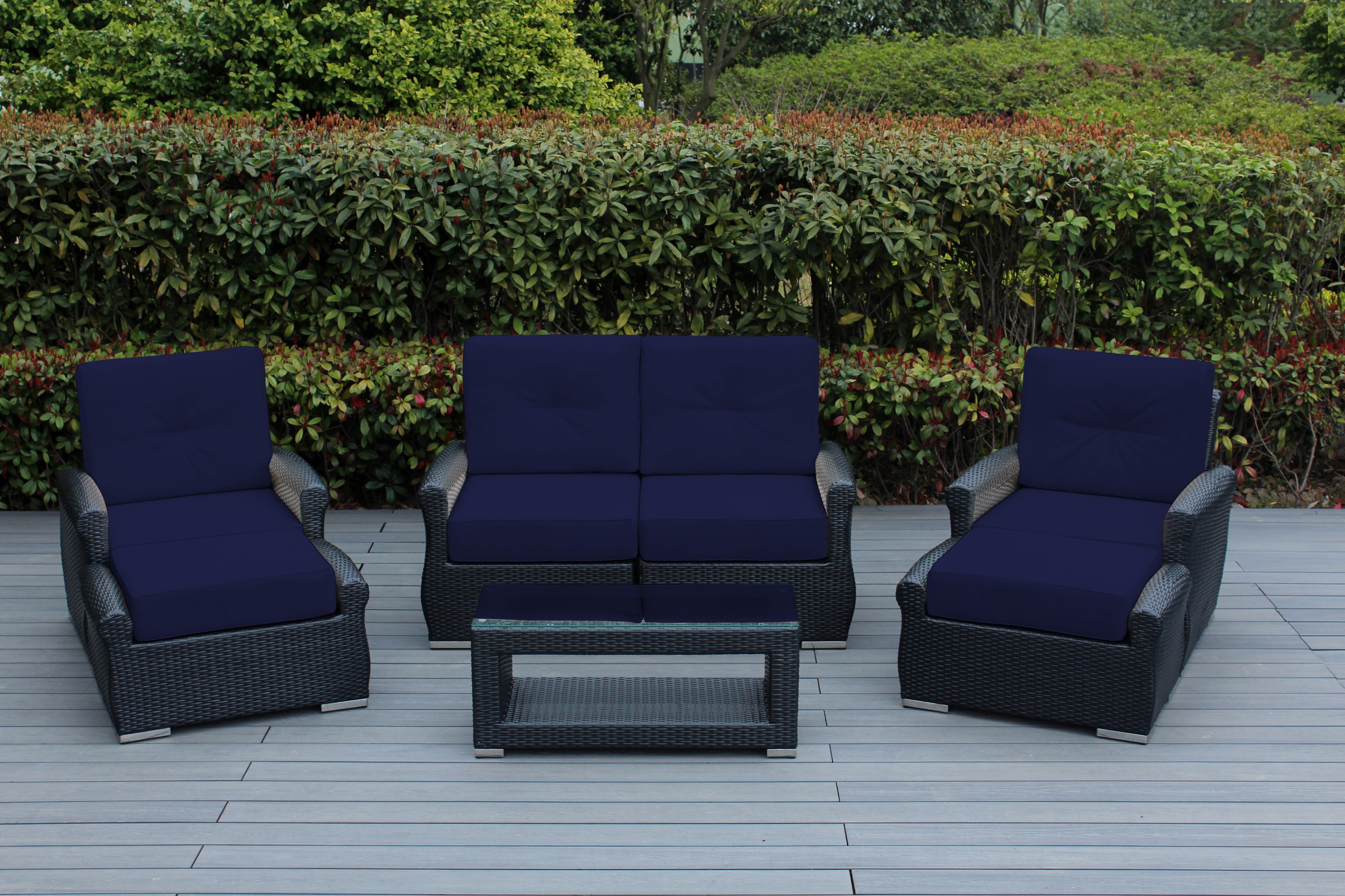 Fully Assembled RainShield Patio Furniture - Luxury 7 Piece Oversized Sectional with 6-inch Water Protected Cushions