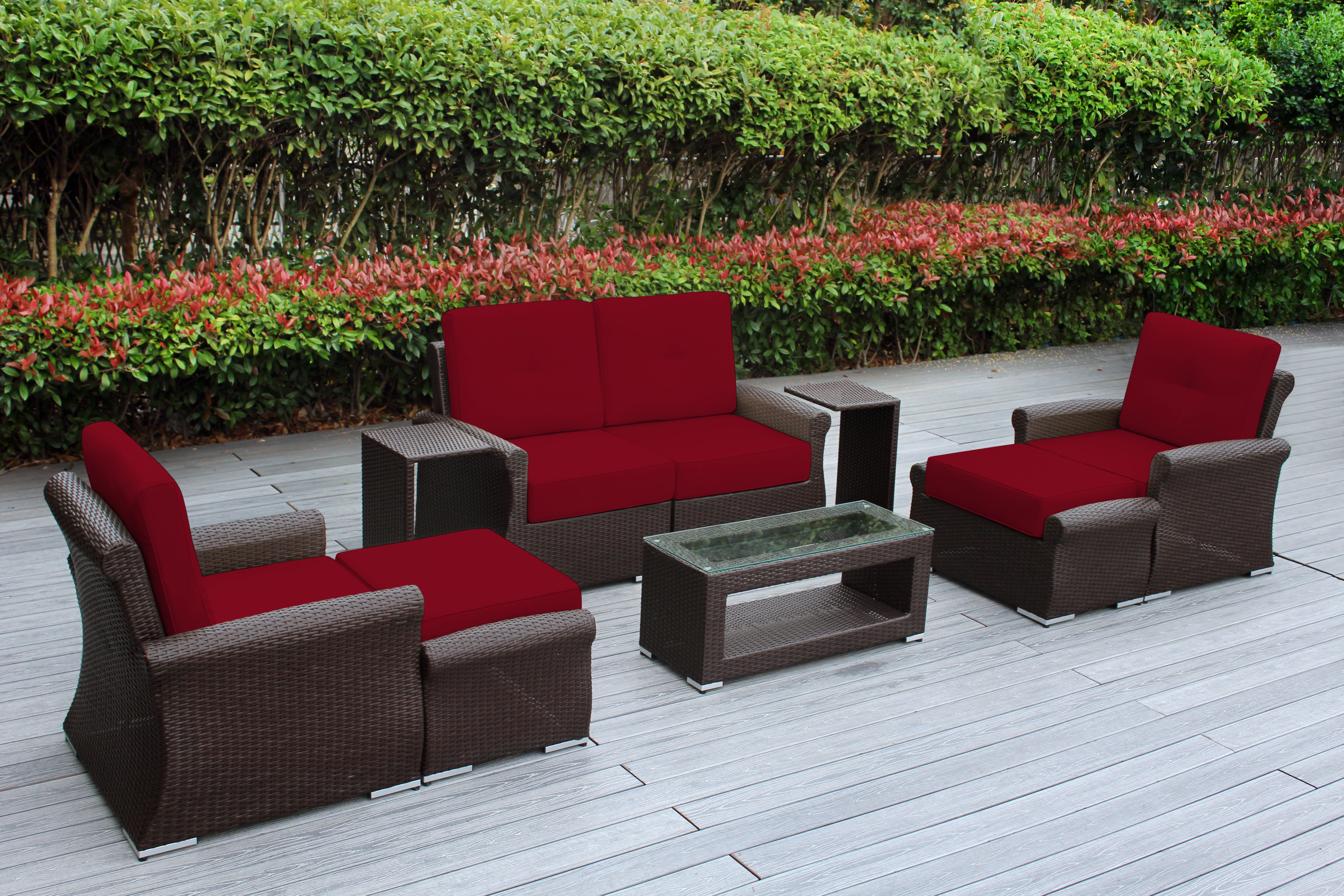 Fully Assembled Rainshield Patio Furniture - Luxury 9 Piece Oversized Sectional with 6-inch Water Protected Cushions