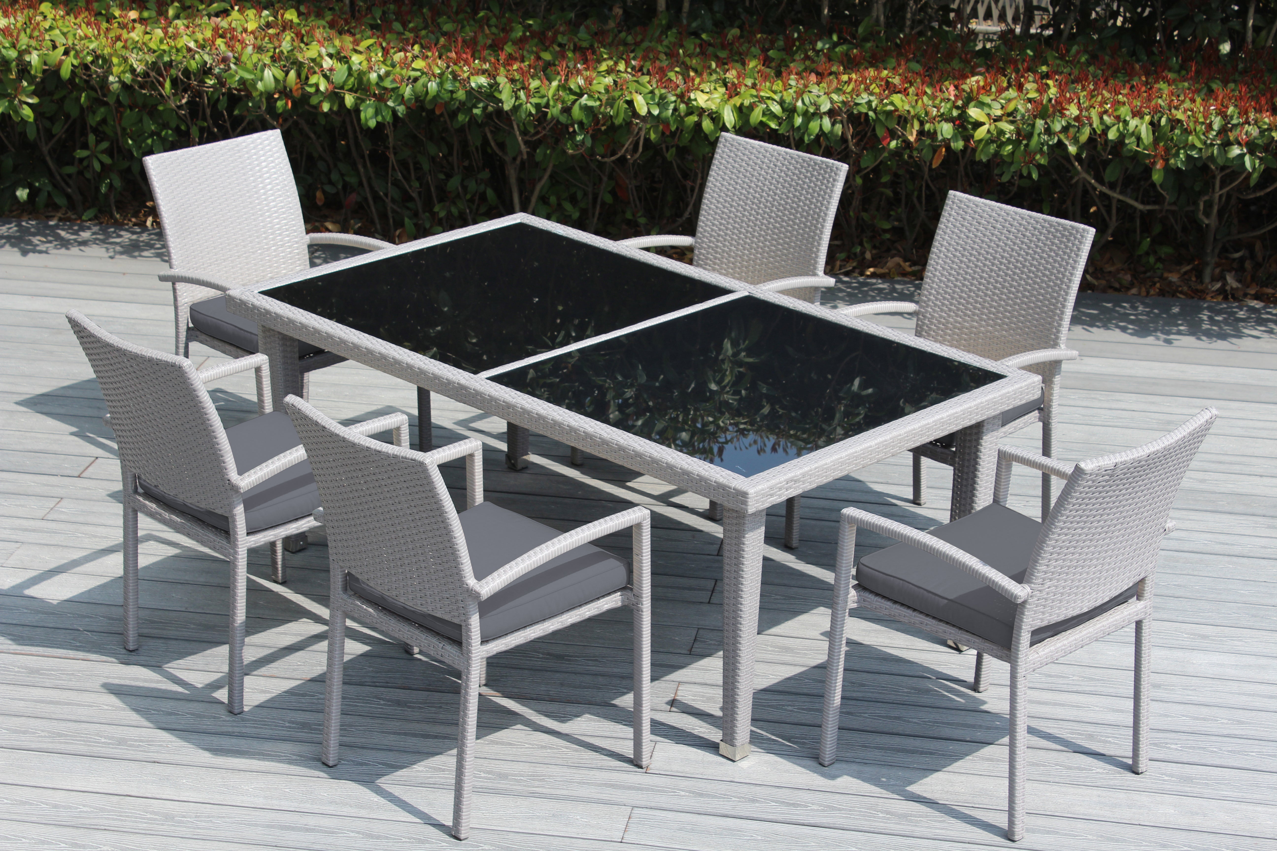 Ohana 7-Piece Outdoor Dining Set with All-Weather Wicker Table and 6 Chairs