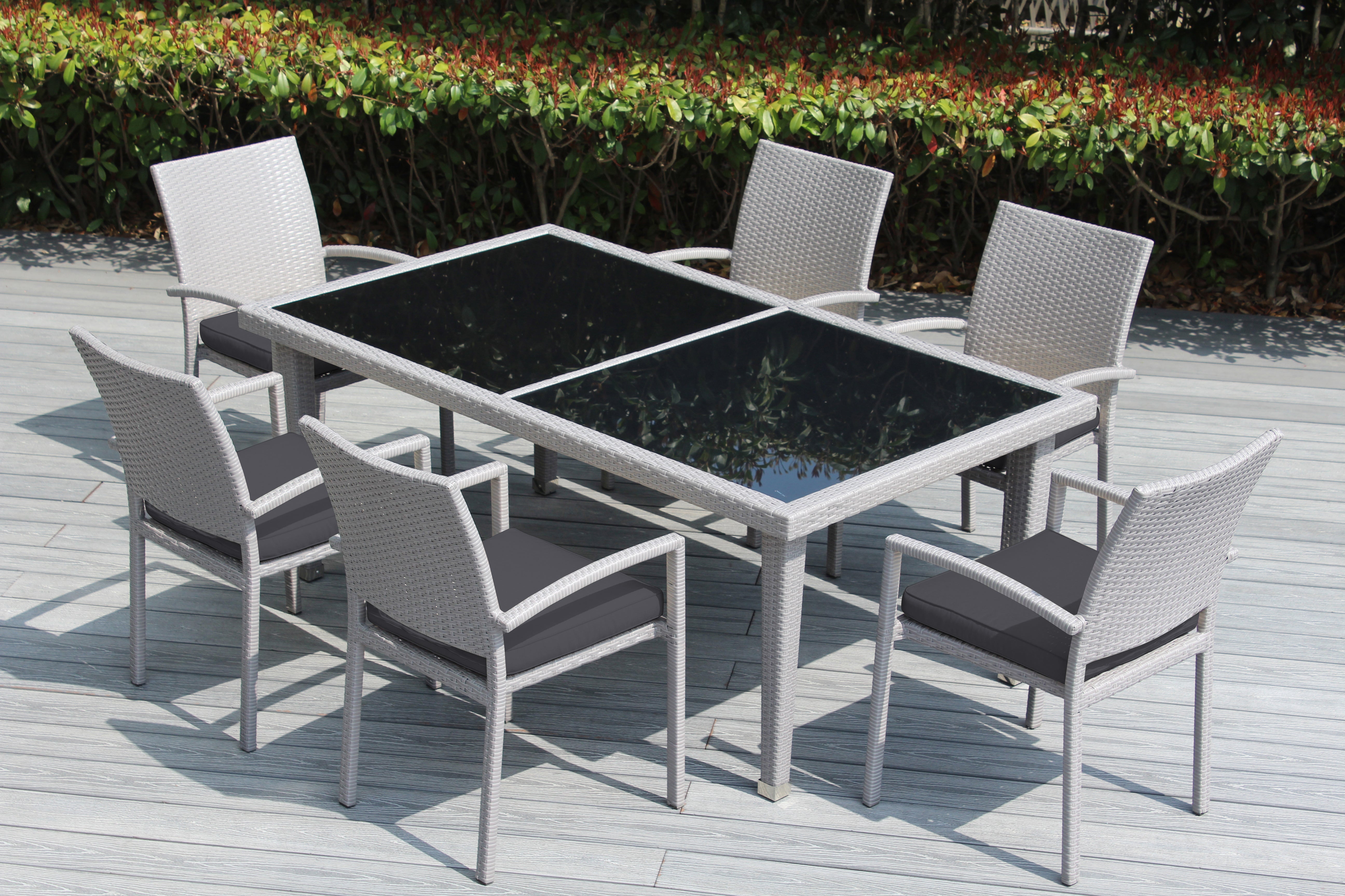 Ohana 7-Piece Outdoor Dining Set with All-Weather Wicker Table and 6 Chairs