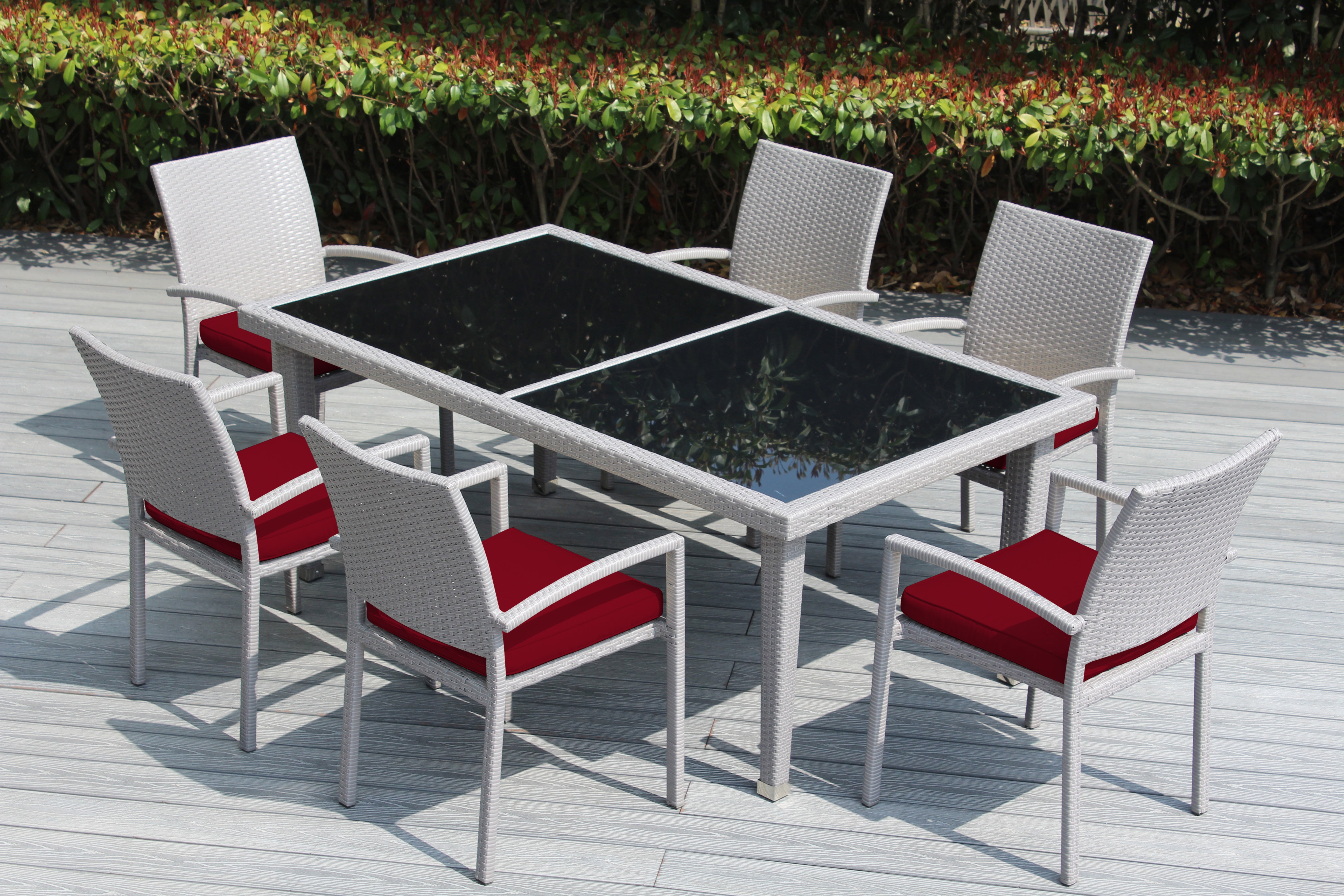 Ohana 7-Piece Outdoor Dining Set with All-Weather Wicker Table and 6 Chairs
