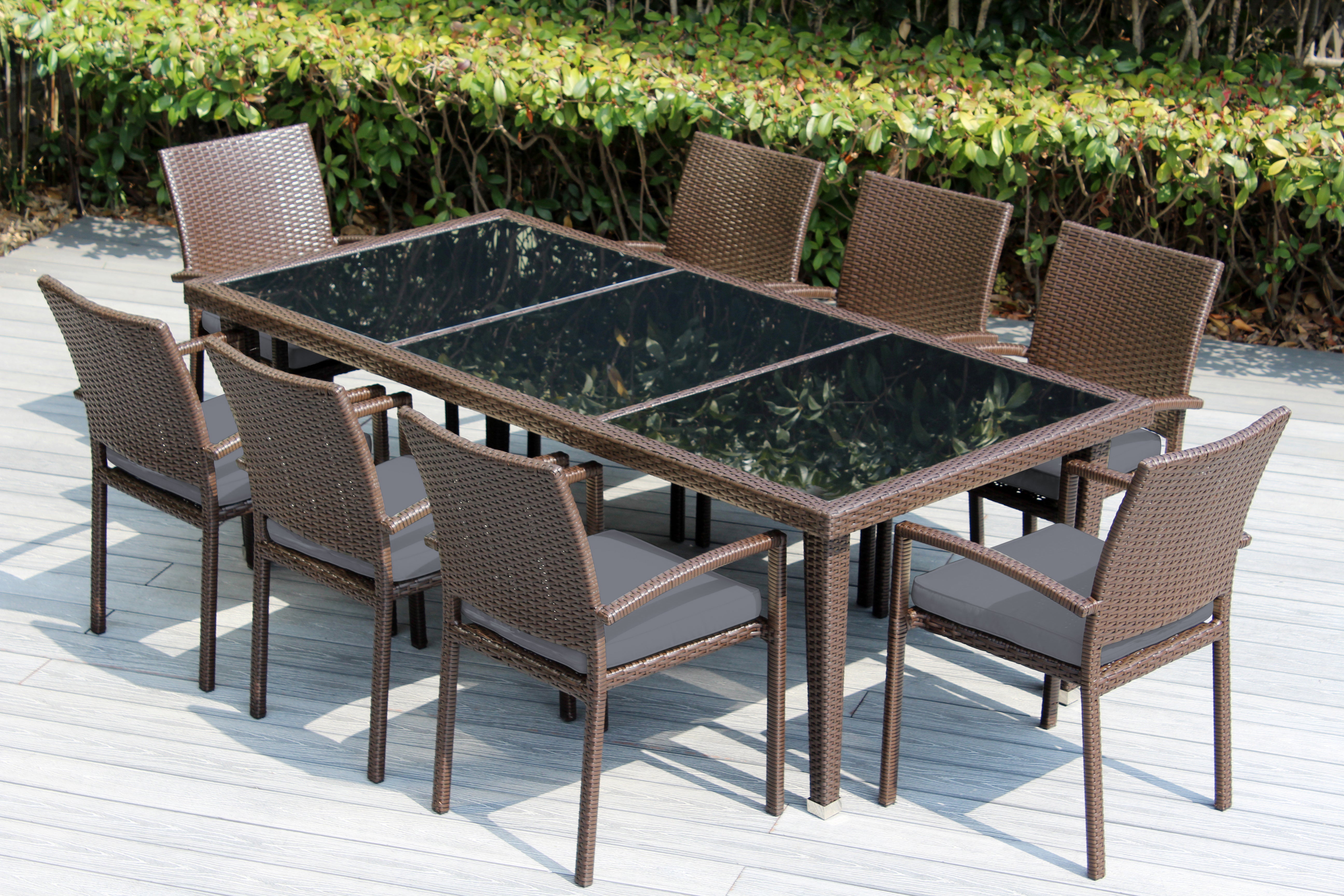 Ohana 9-Piece Outdoor Dining Set with All-Weather Wicker Table and 8 Chairs
