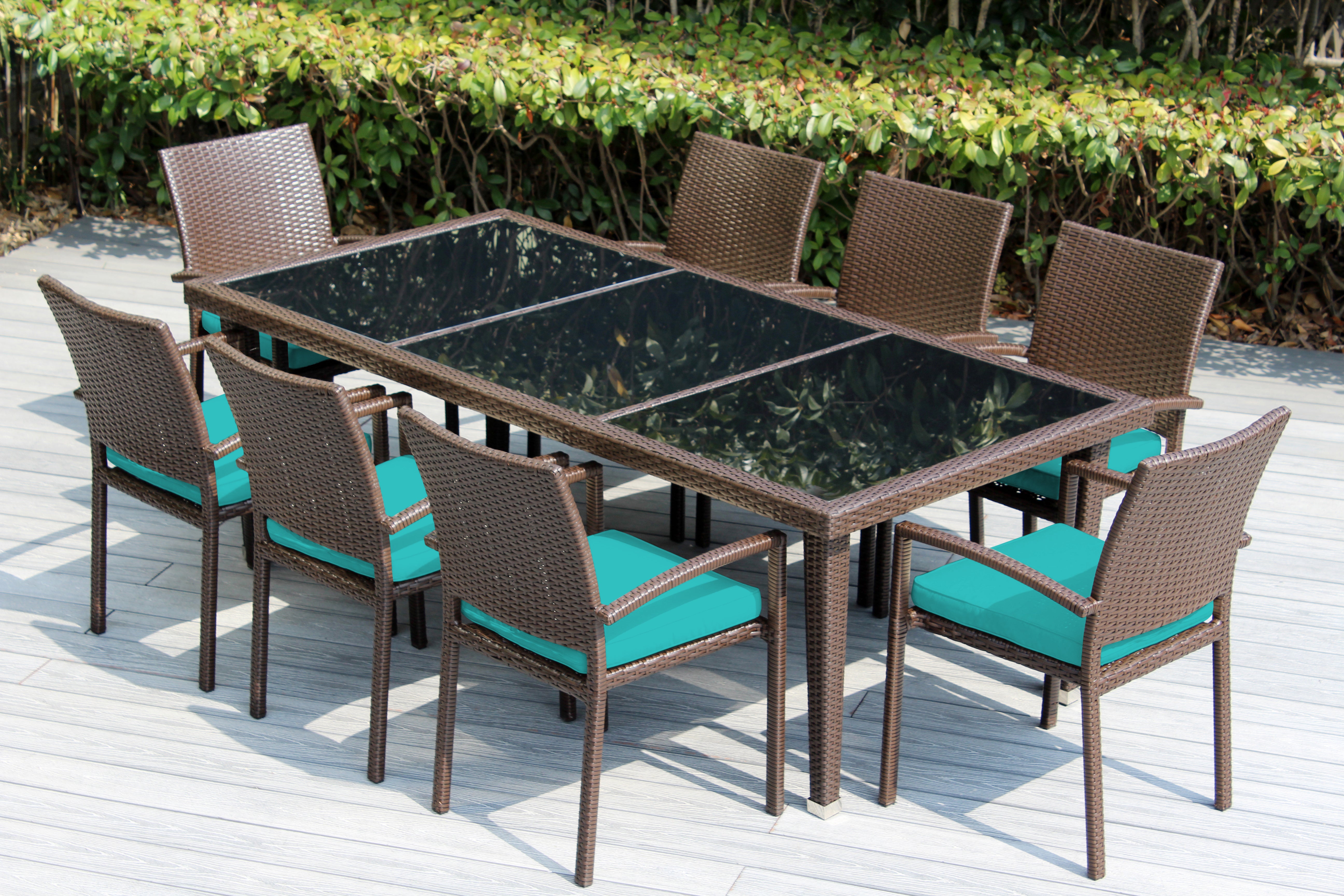 Ohana 9-Piece Outdoor Dining Set with All-Weather Wicker Table and 8 Chairs