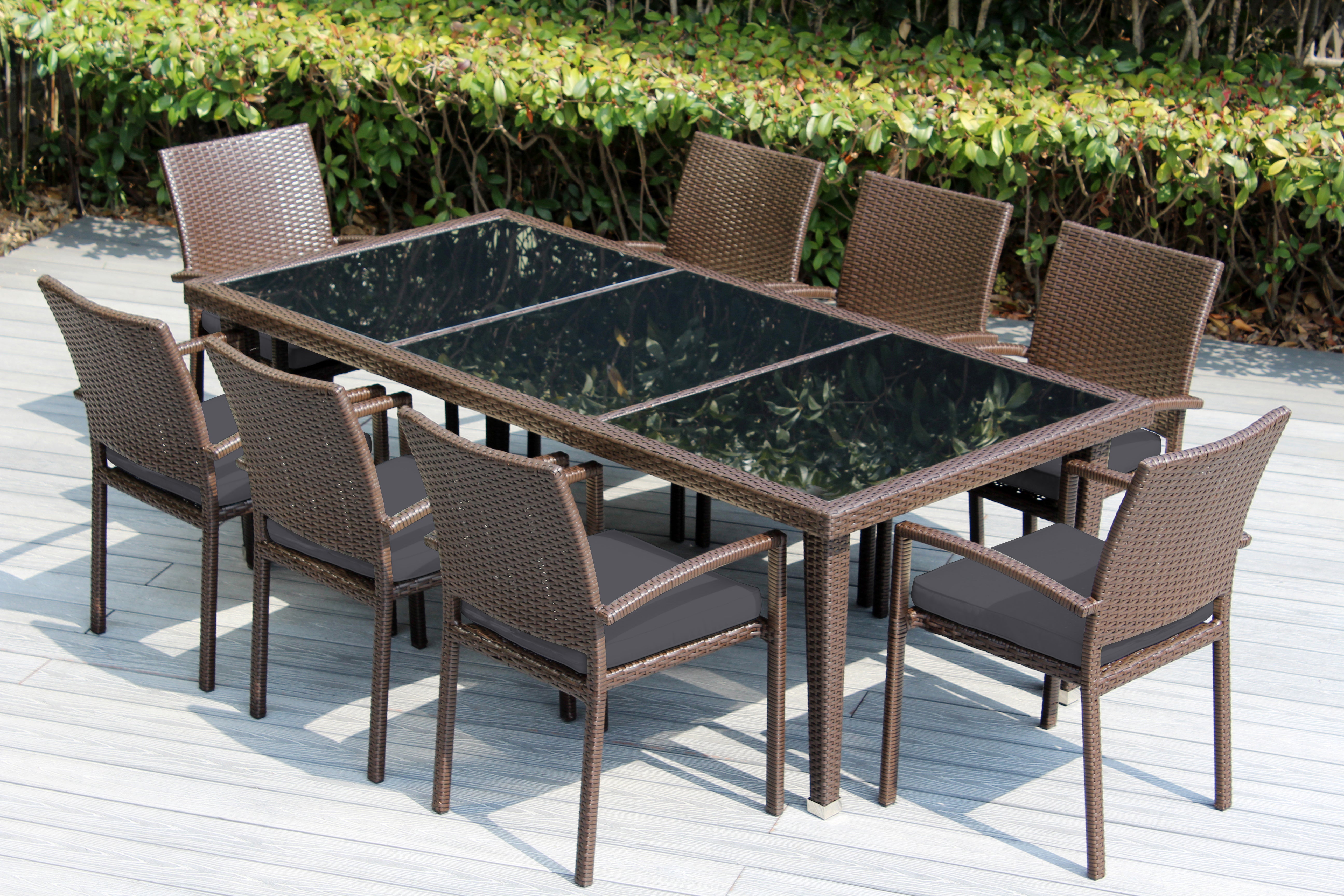 Ohana 9-Piece Outdoor Dining Set with All-Weather Wicker Table and 8 Chairs