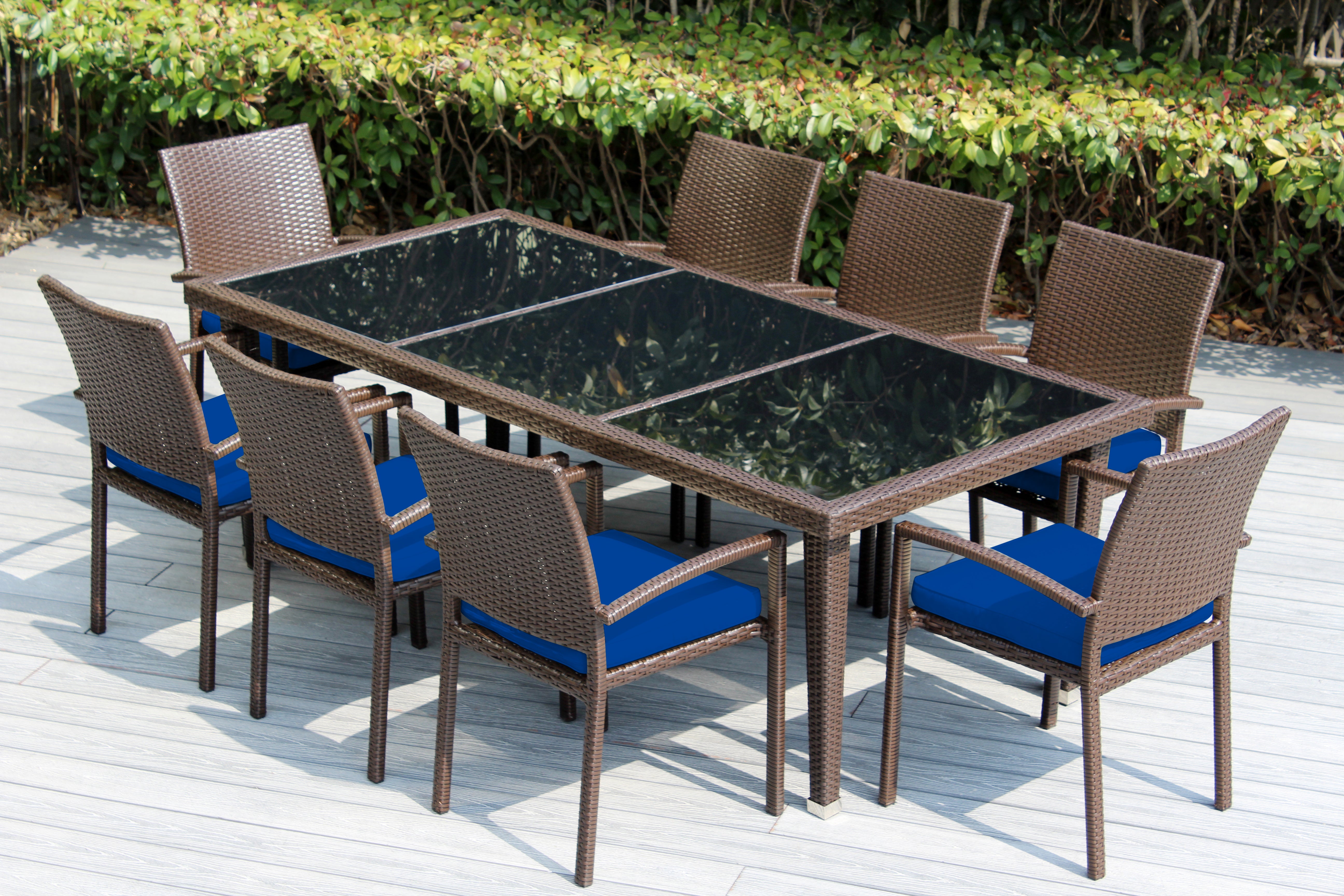 Ohana 9-Piece Outdoor Dining Set with All-Weather Wicker Table and 8 Chairs