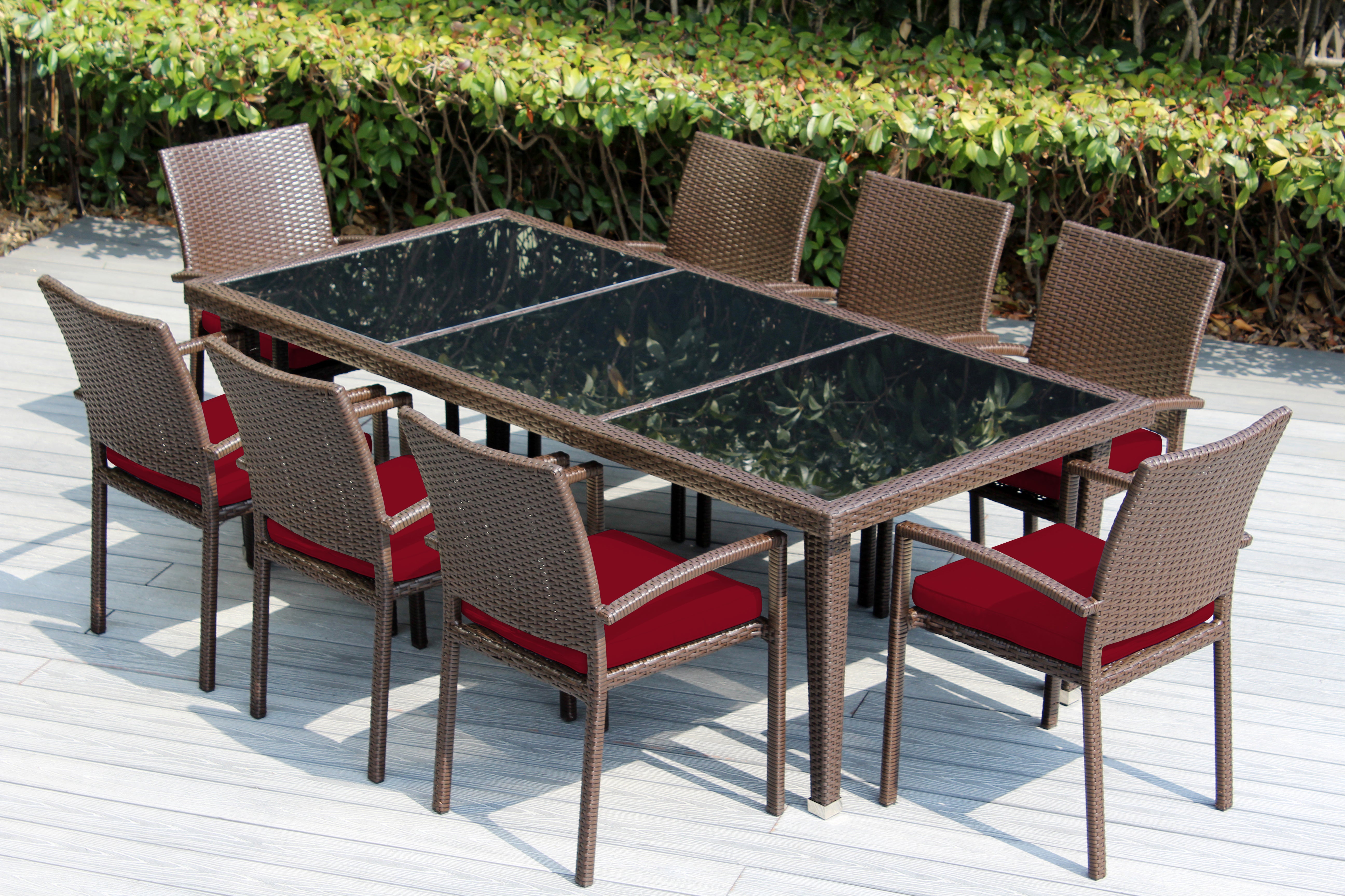 Ohana 9-Piece Outdoor Dining Set with All-Weather Wicker Table and 8 Chairs