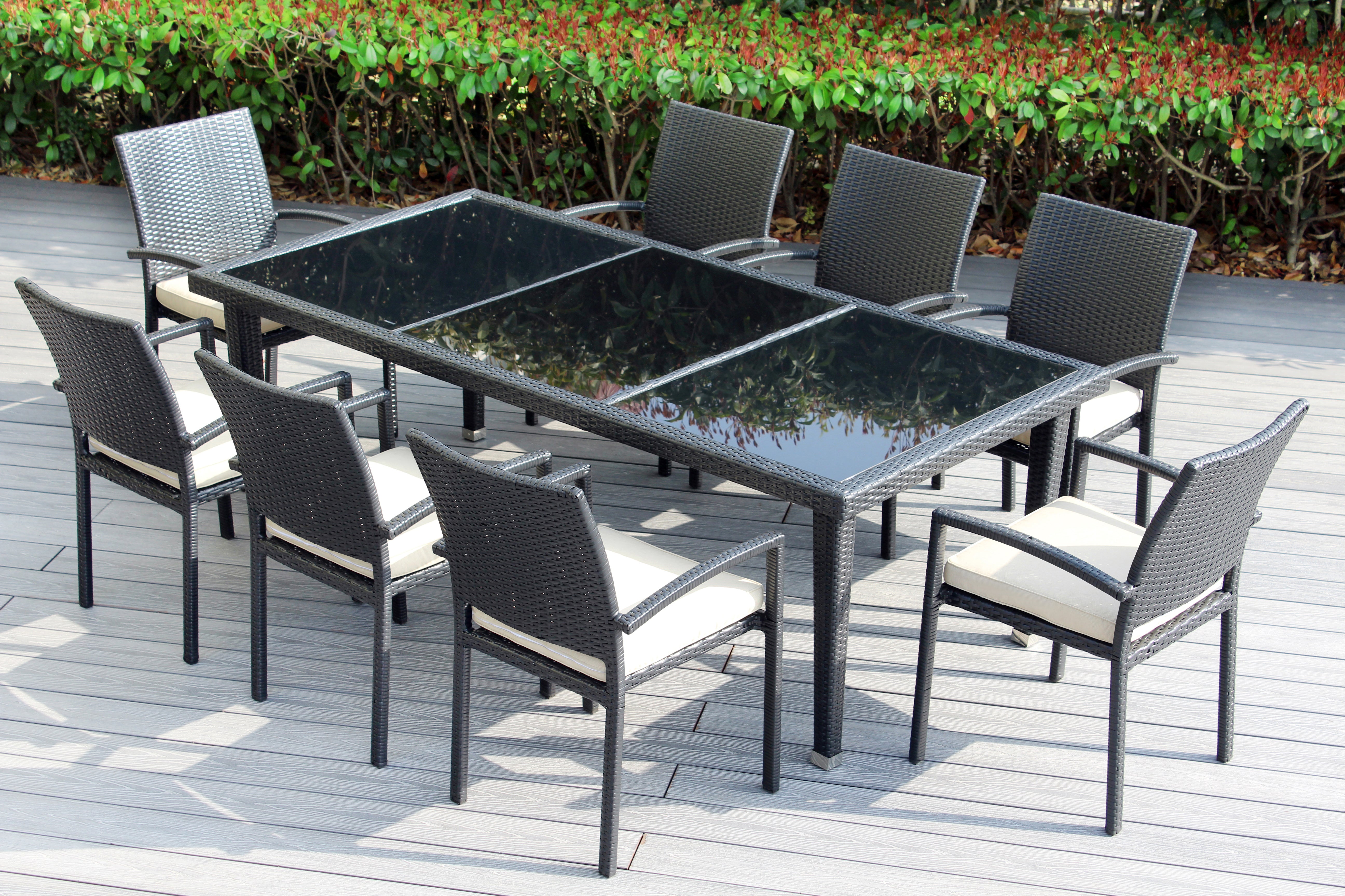 Ohana 9-Piece Outdoor Dining Set with All-Weather Wicker Table and 8 Chairs