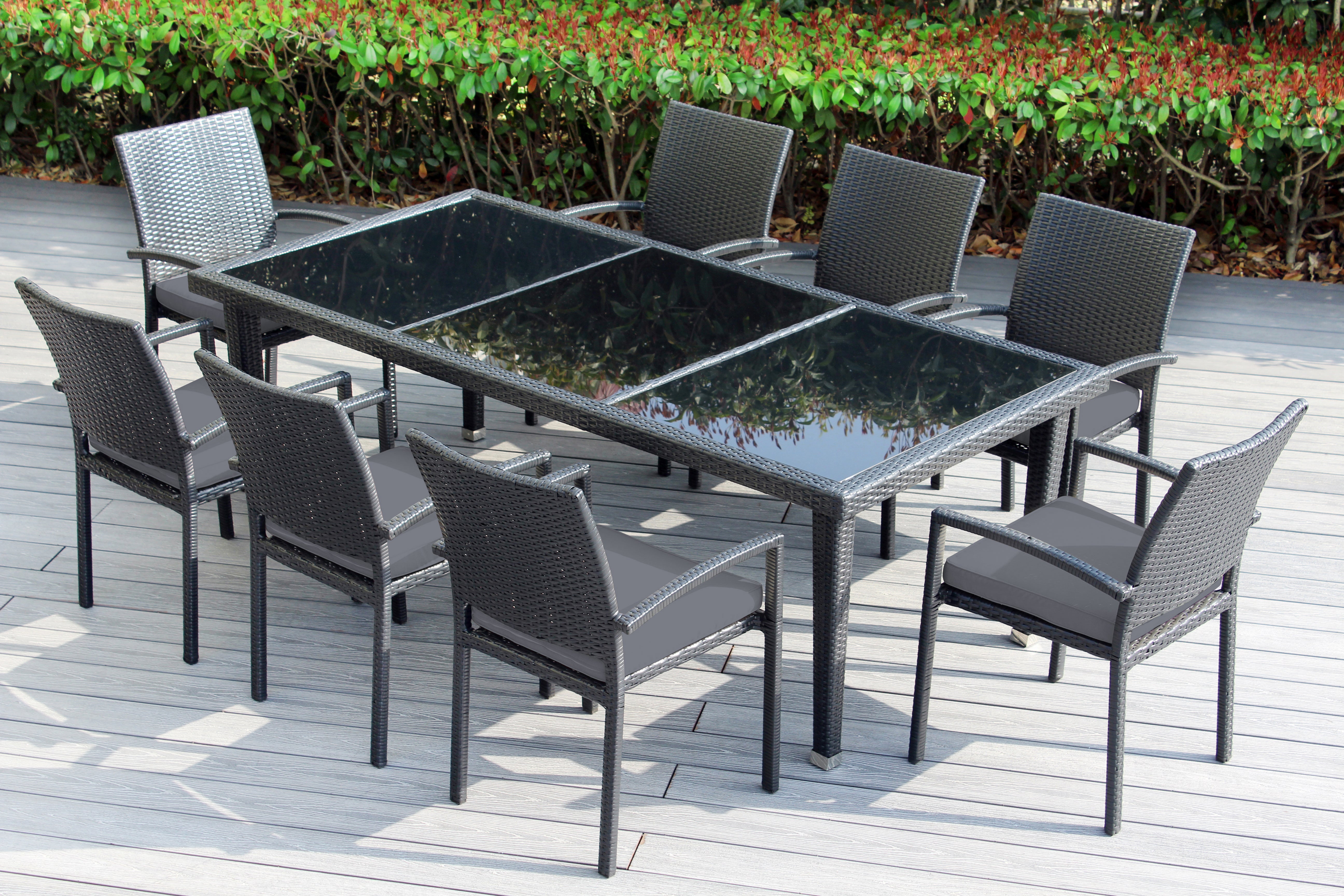 Ohana 9-Piece Outdoor Dining Set with All-Weather Wicker Table and 8 Chairs