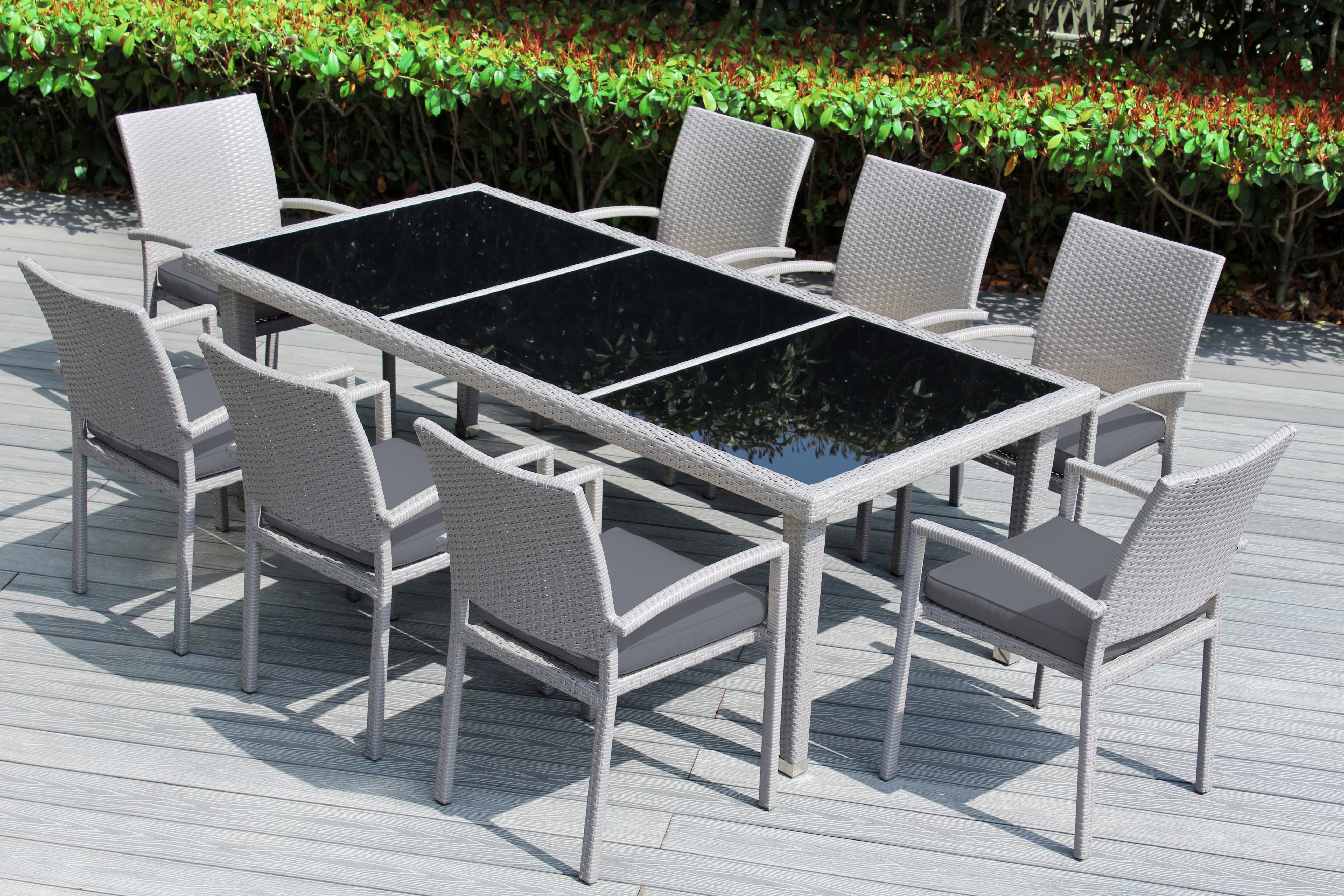 Ohana 9-Piece Outdoor Dining Set with All-Weather Wicker Table and 8 Chairs