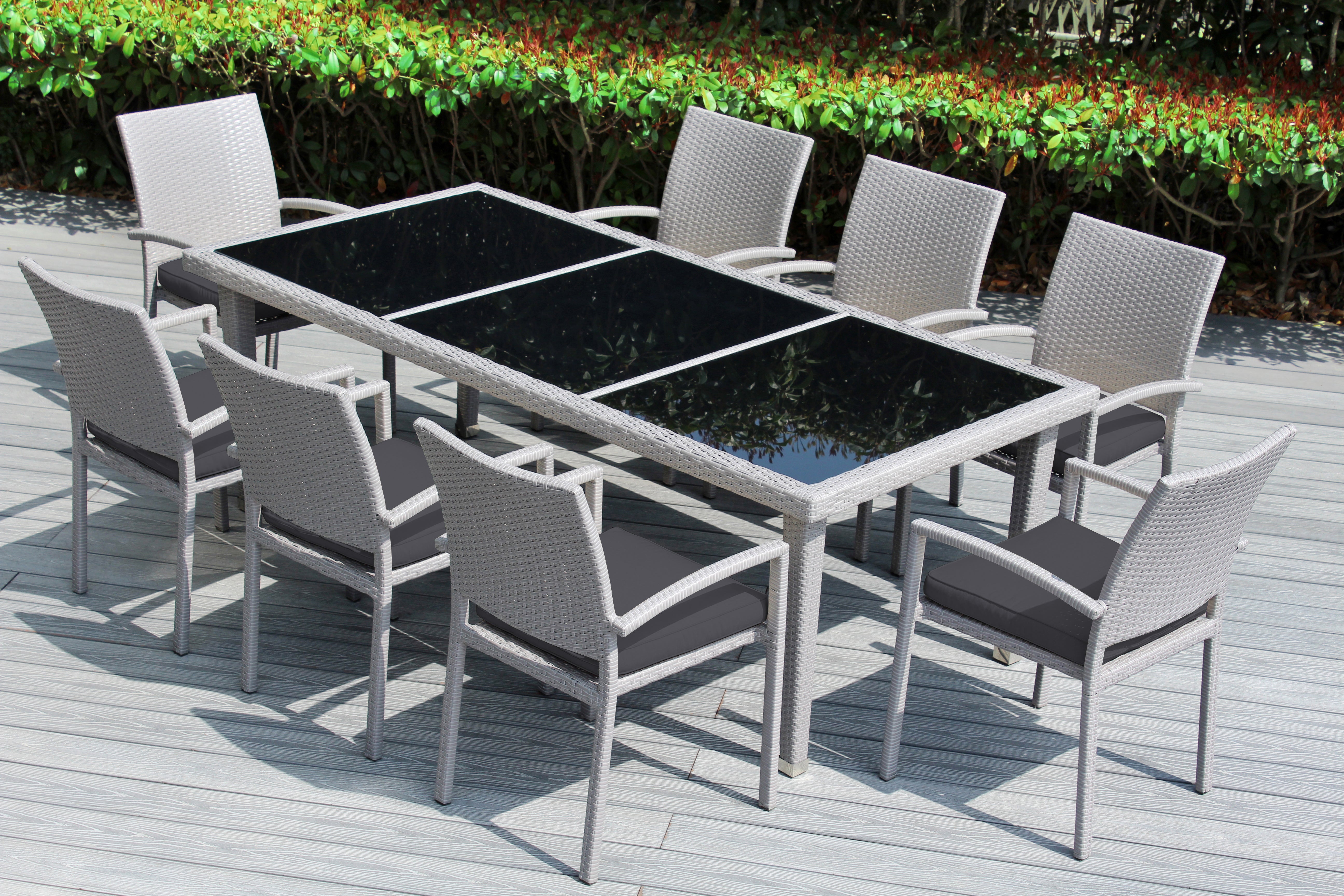 Ohana 9-Piece Outdoor Dining Set with All-Weather Wicker Table and 8 Chairs