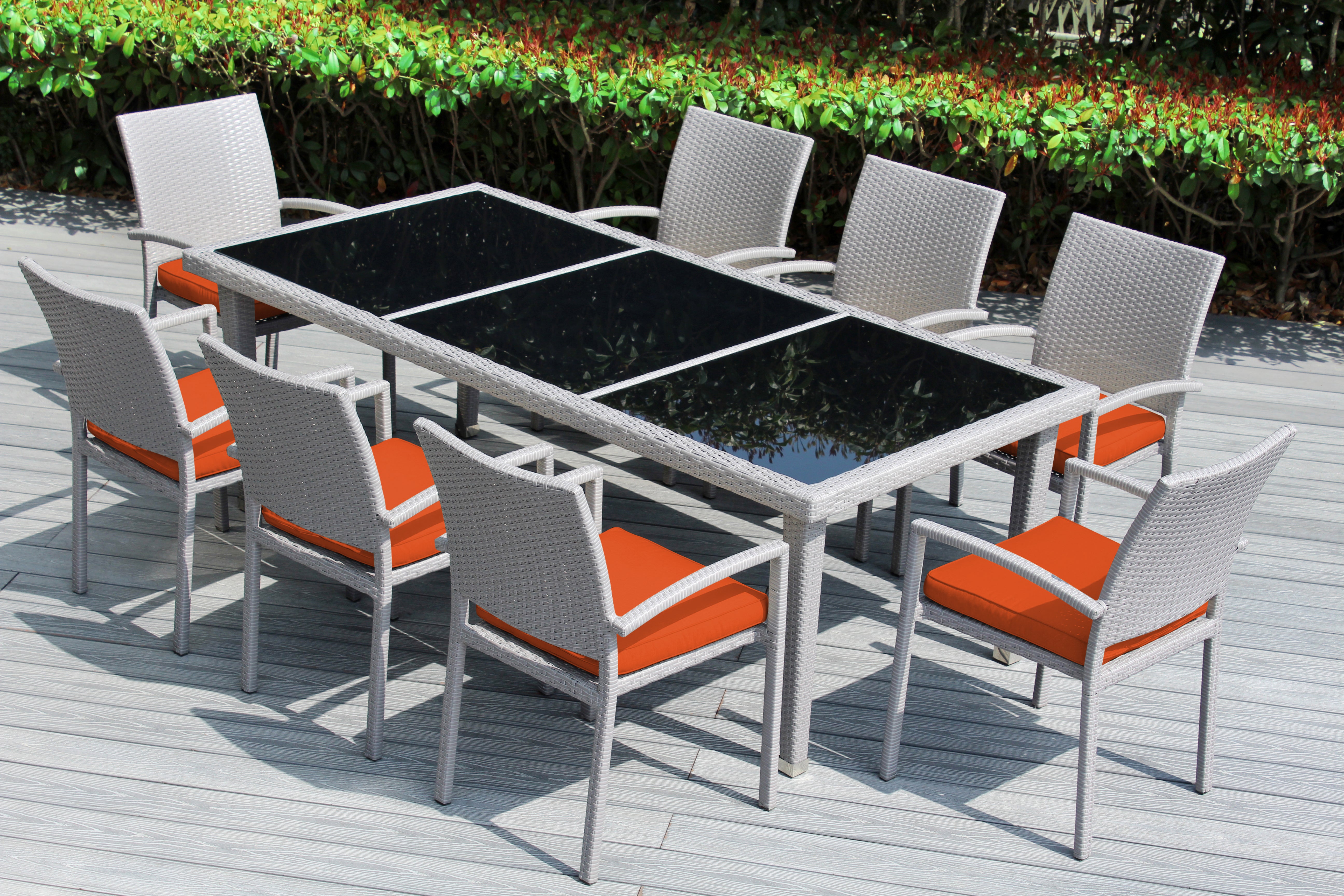 Ohana 9-Piece Outdoor Dining Set with All-Weather Wicker Table and 8 Chairs