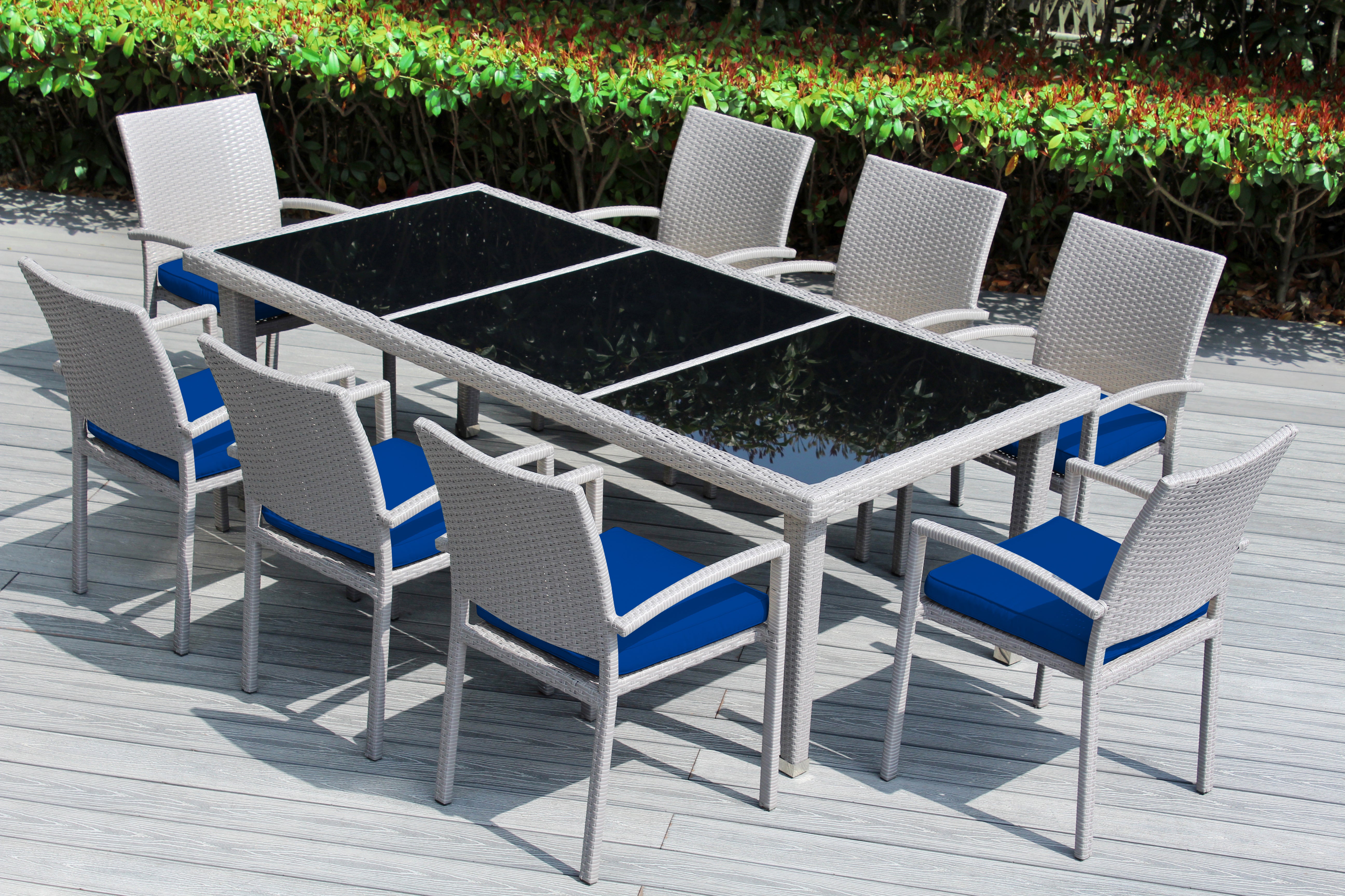 Ohana 9-Piece Outdoor Dining Set with All-Weather Wicker Table and 8 Chairs