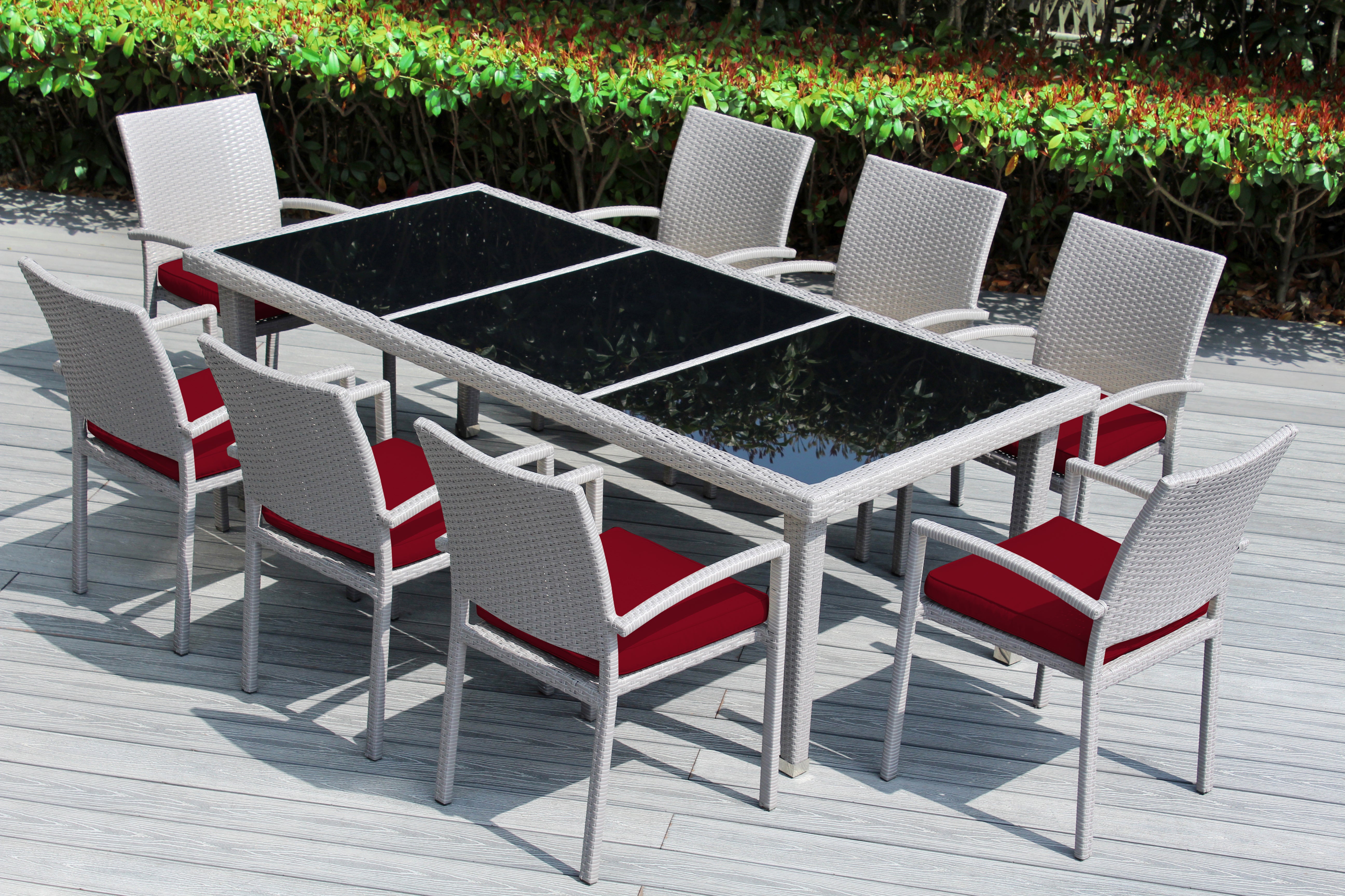 Ohana 9-Piece Outdoor Dining Set with All-Weather Wicker Table and 8 Chairs
