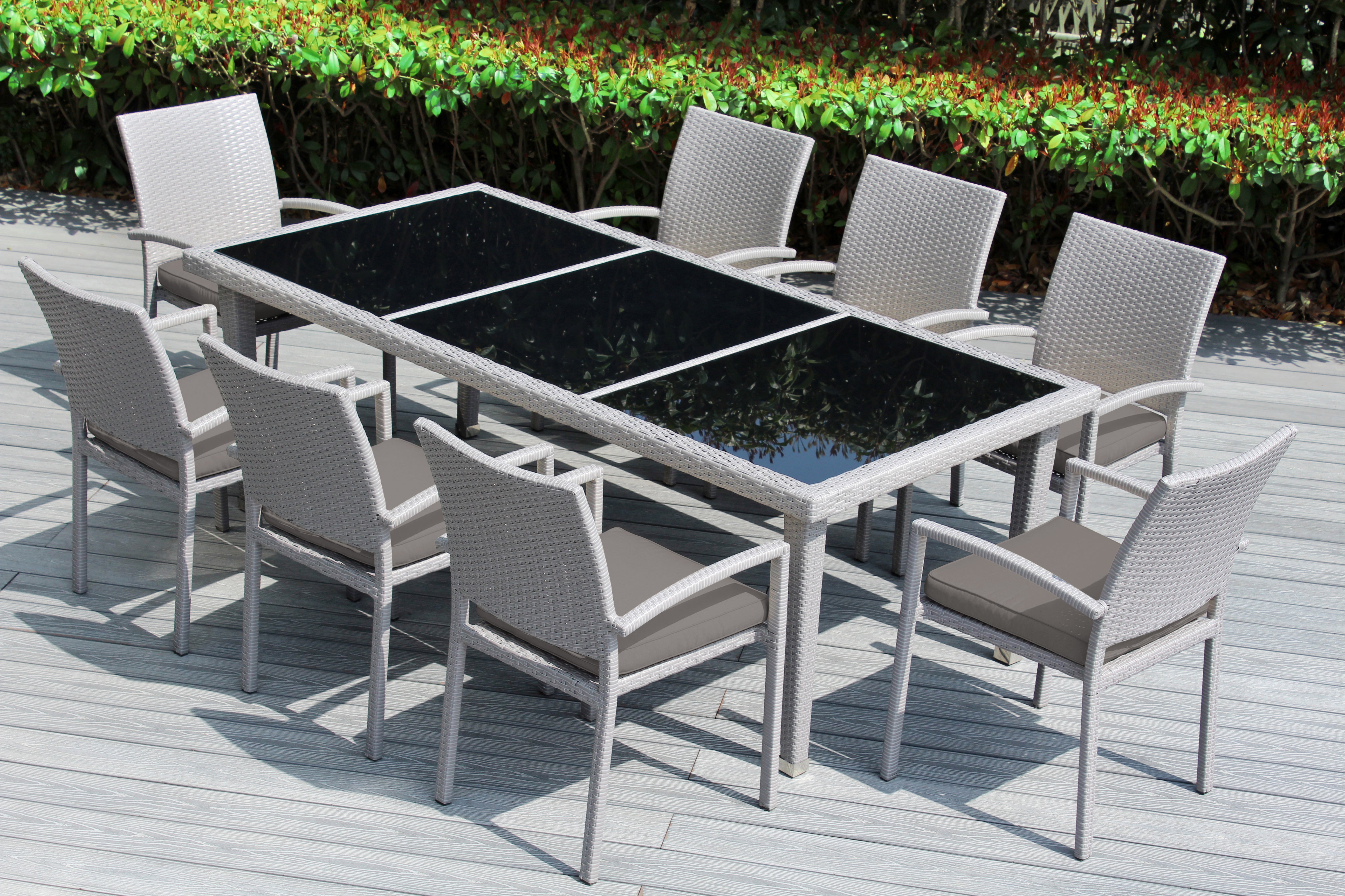 Ohana 9-Piece Outdoor Dining Set with All-Weather Wicker Table and 8 Chairs