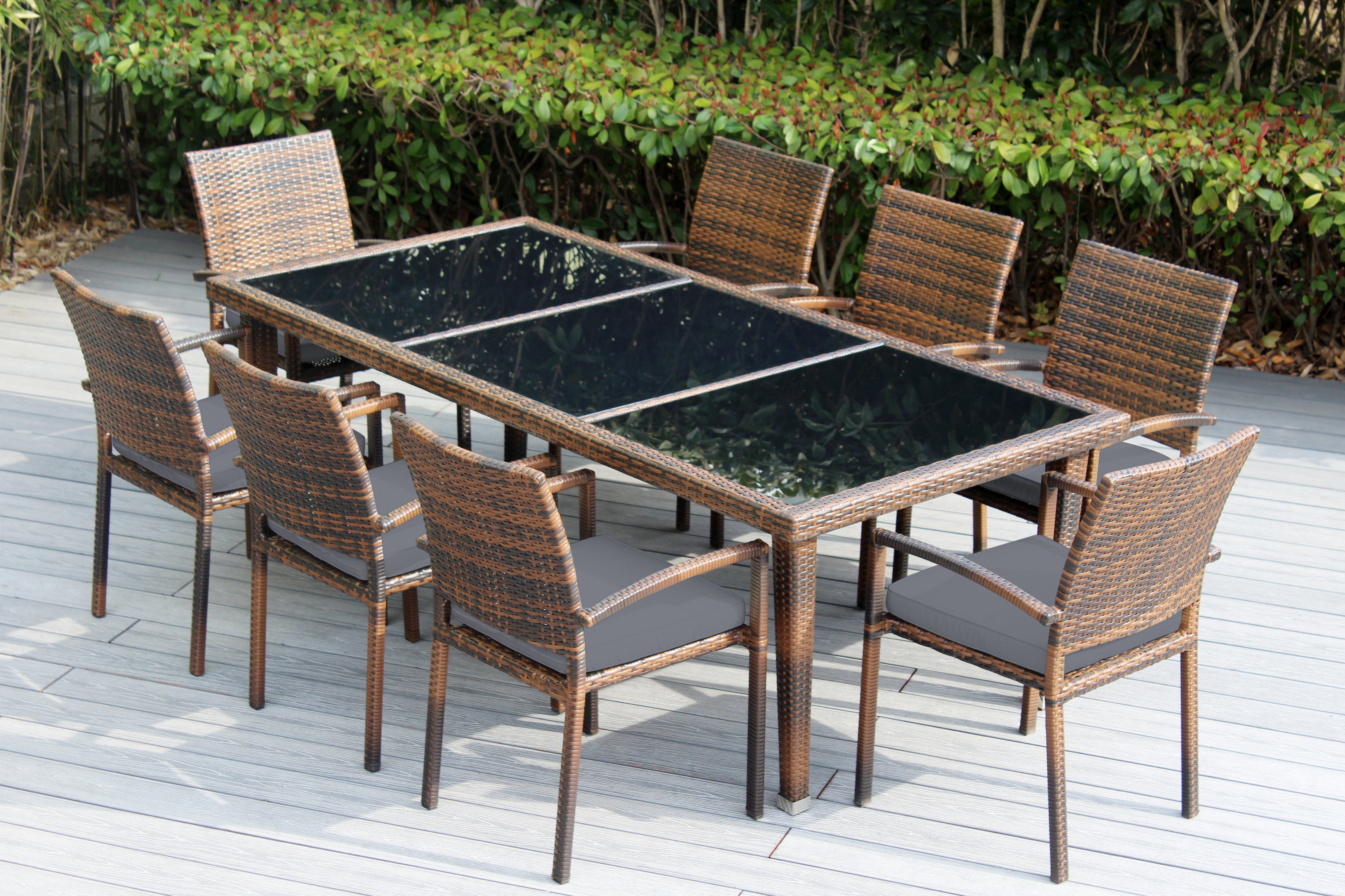 Ohana 9-Piece Outdoor Dining Set with All-Weather Wicker Table and 8 Chairs