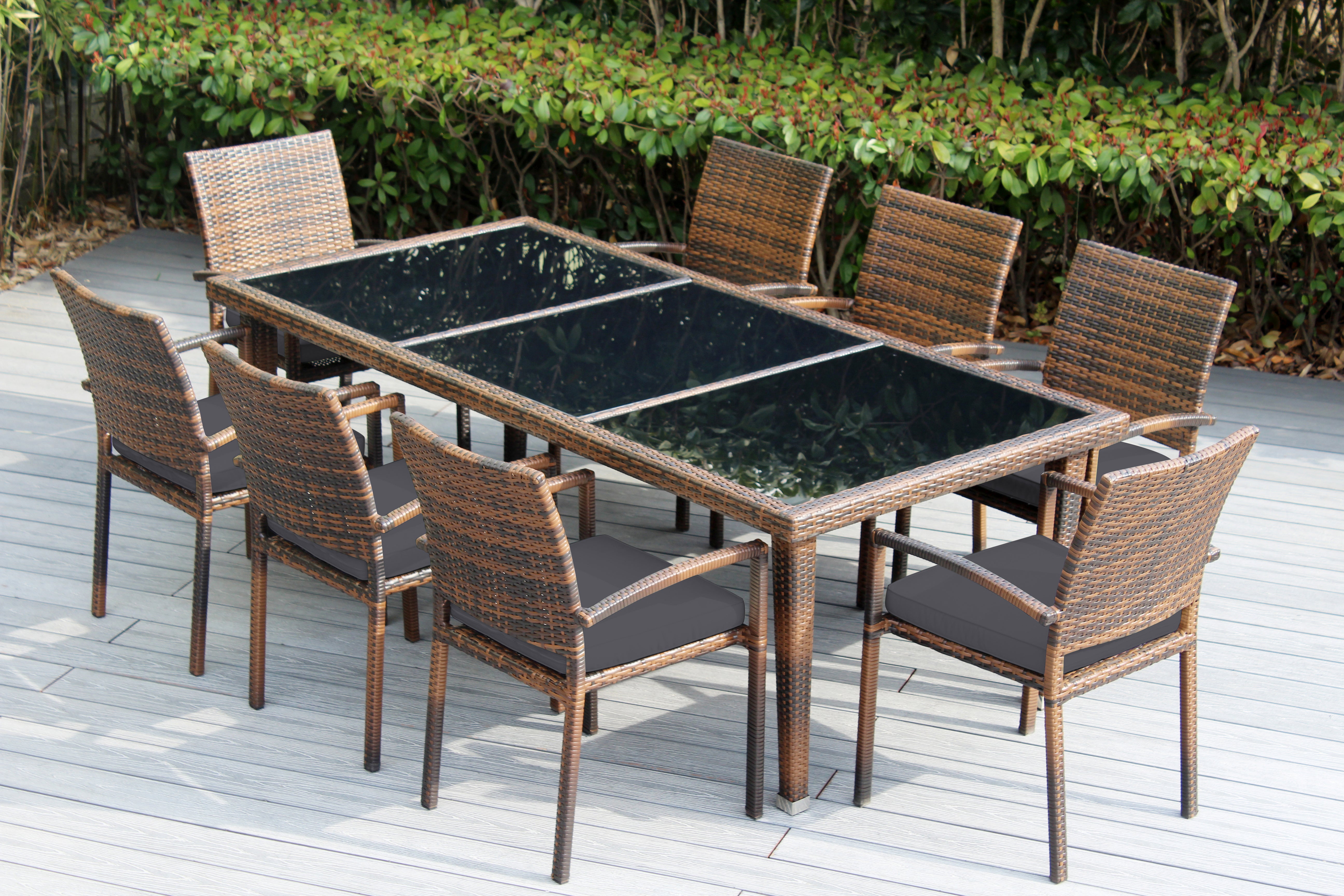 Ohana 9-Piece Outdoor Dining Set with All-Weather Wicker Table and 8 Chairs