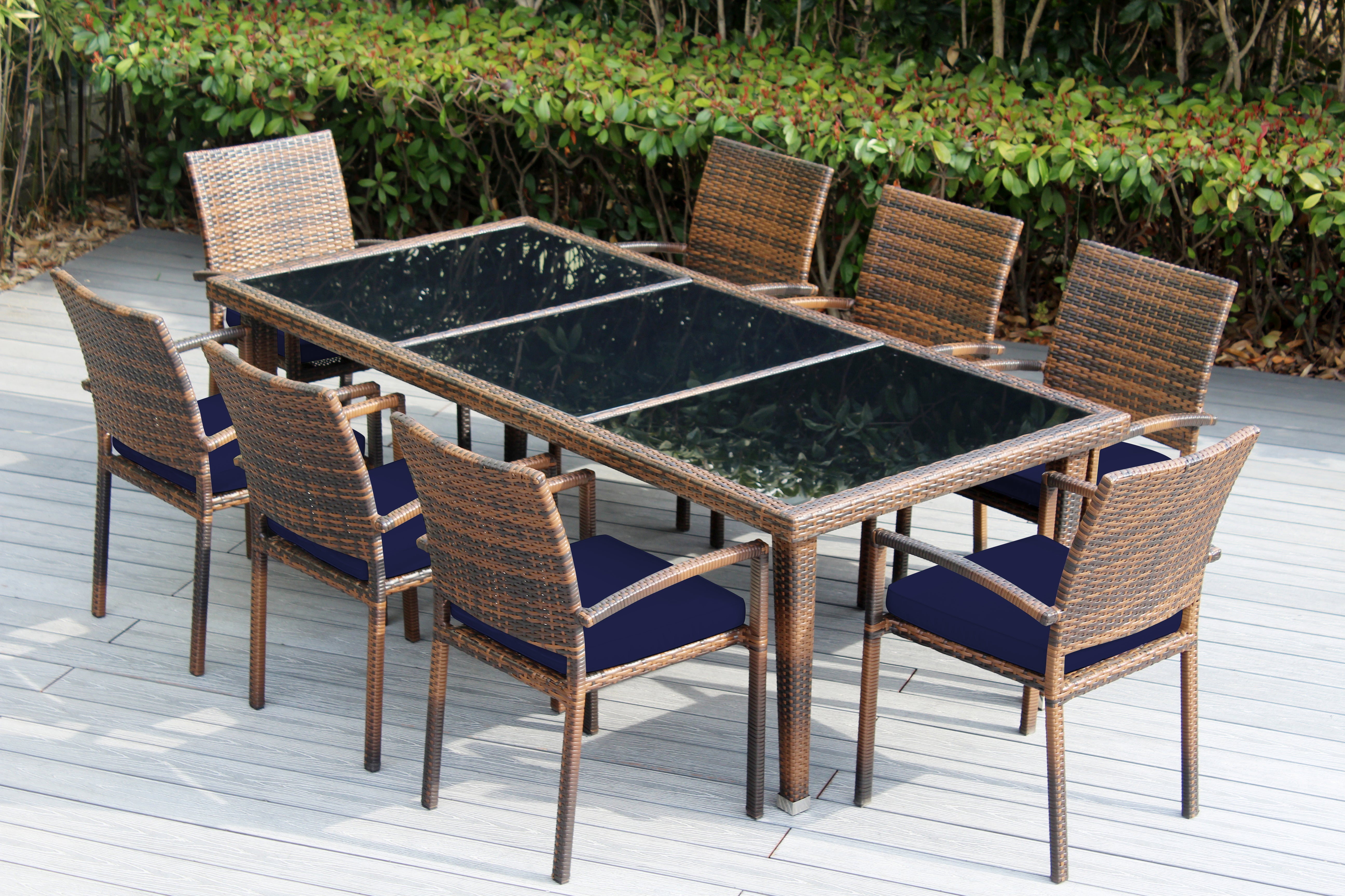 Ohana 9-Piece Outdoor Dining Set with All-Weather Wicker Table and 8 Chairs