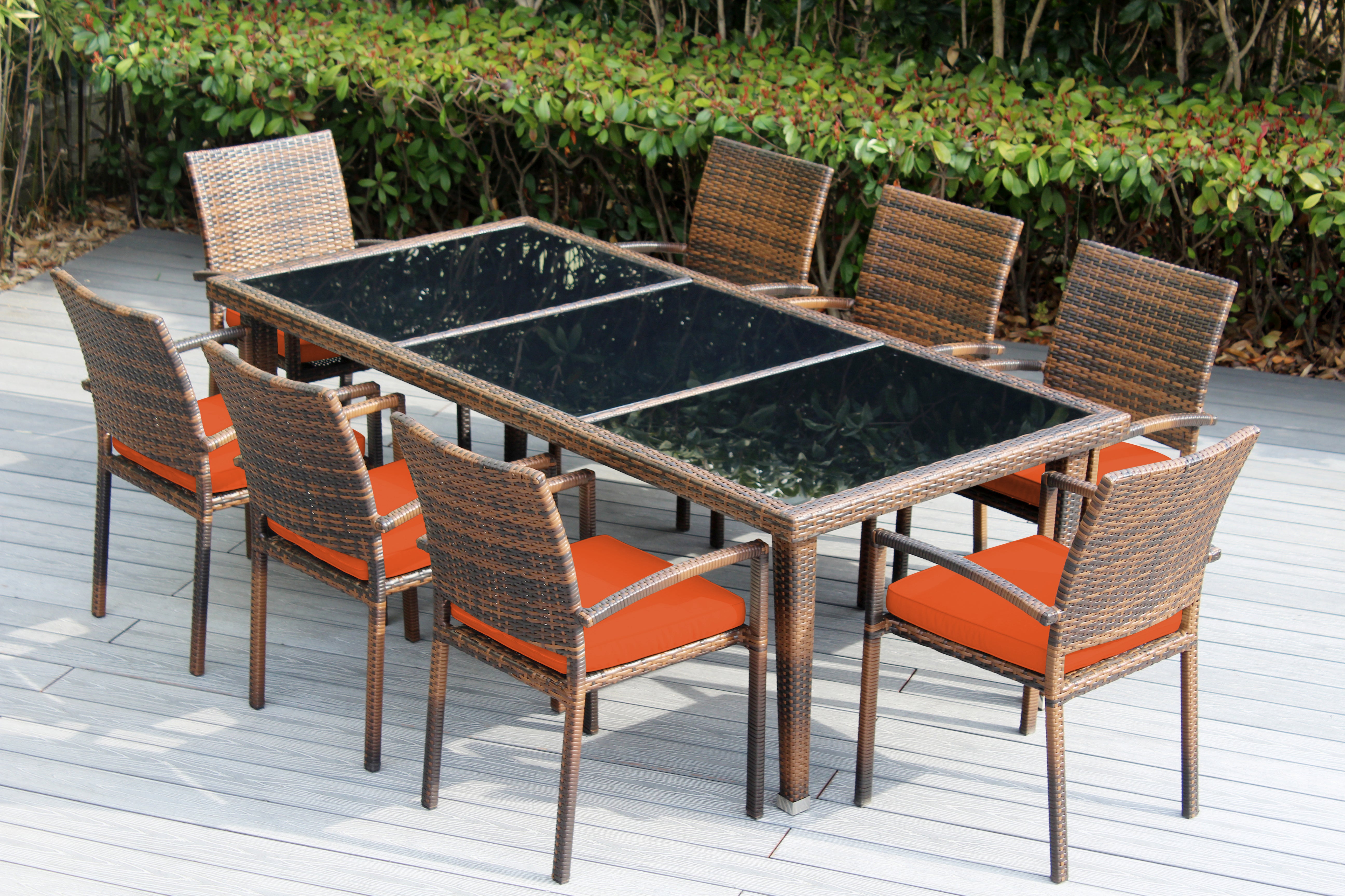 Ohana 9-Piece Outdoor Dining Set with All-Weather Wicker Table and 8 Chairs