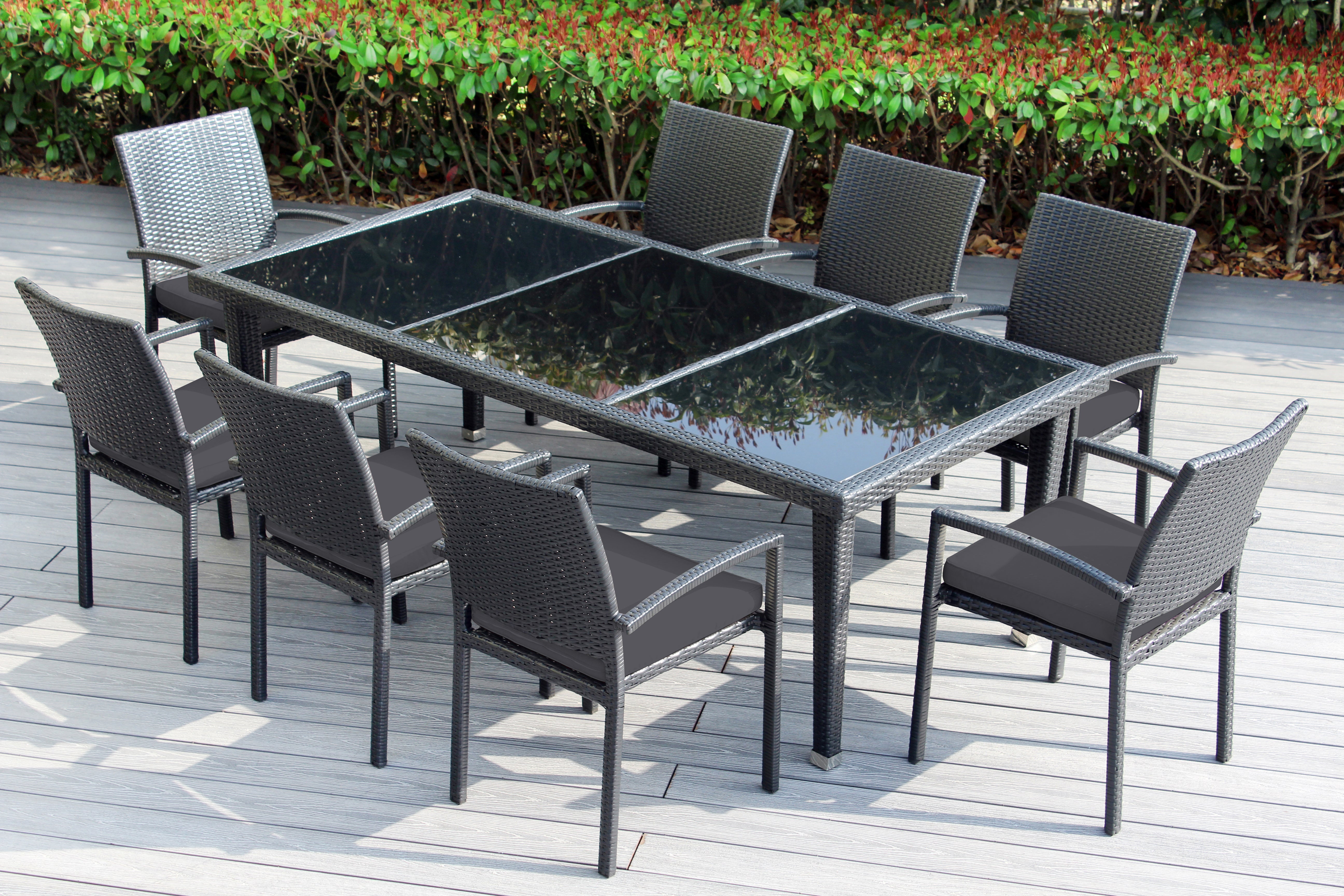 Ohana 9-Piece Outdoor Dining Set with All-Weather Wicker Table and 8 Chairs