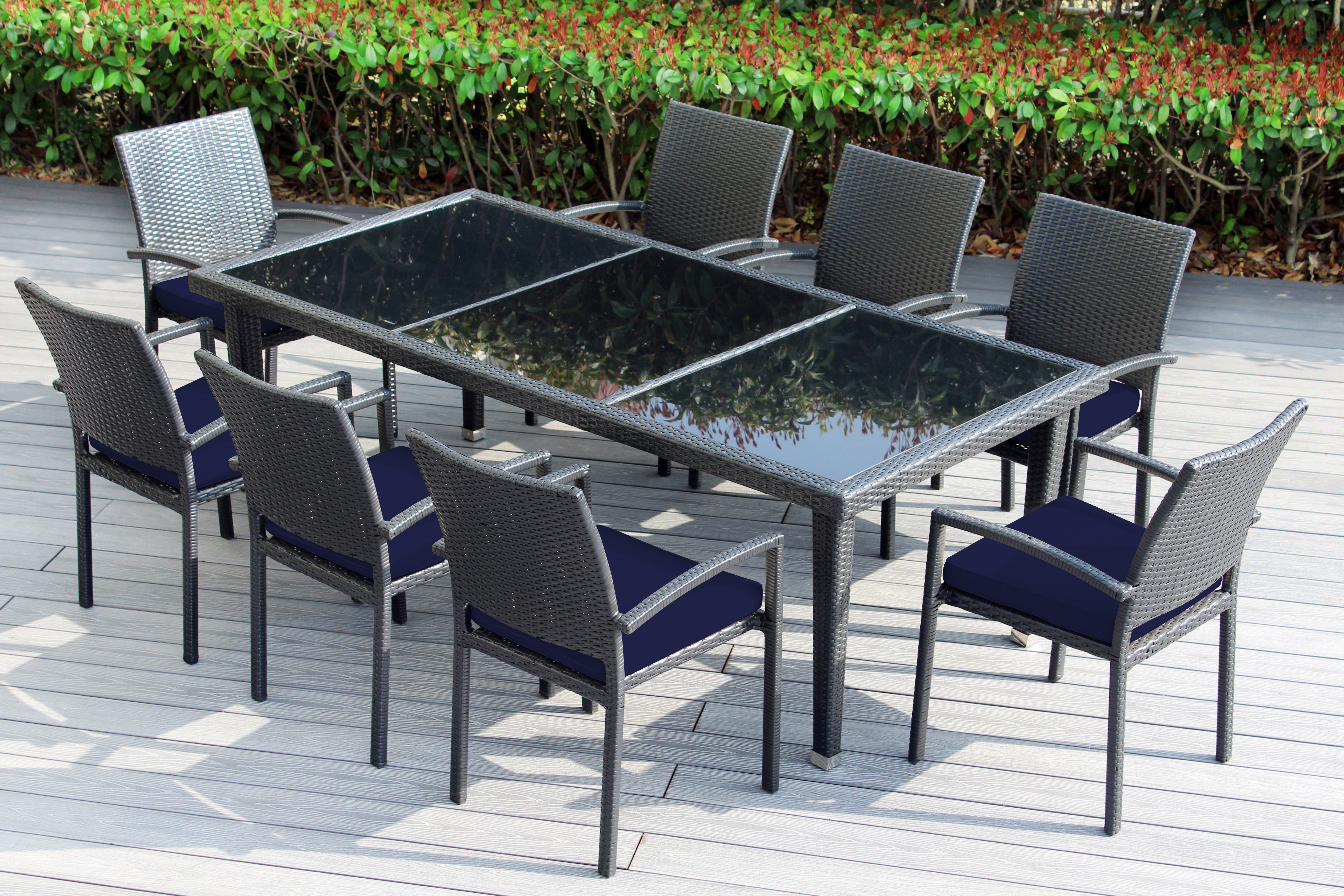 Ohana 9-Piece Outdoor Dining Set with All-Weather Wicker Table and 8 Chairs